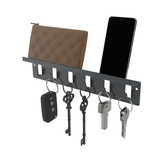 Schlüsselhaken-Metall 6er mit Ablage Anthrazit (RAL7016)