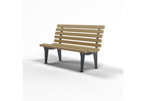 Sitzbank Holz/Metall mit Rückenlehne Anthrazit (RAL 7016)