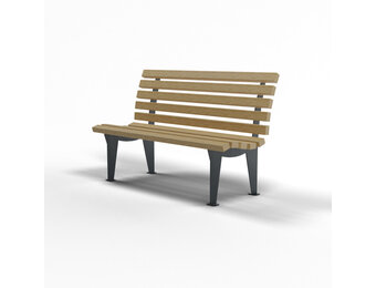 Sitzbank Holz/Metall mit Rückenlehne Anthrazit (RAL 7016)