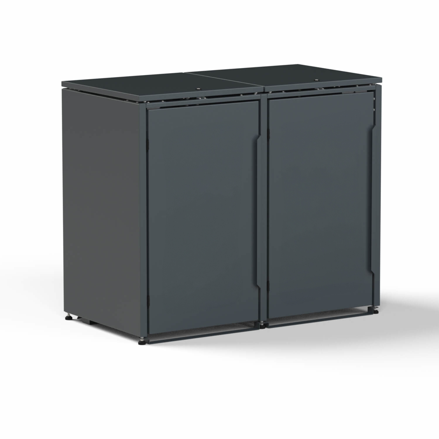 Mülltonnenbox-Metall 2er Anthrazit (RAL7016) ohne Türlöcher