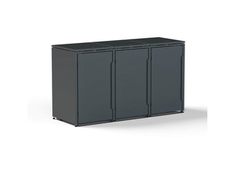 Mülltonnenbox-Metall 3er Anthrazit (RAL7016) ohne Türlöcher