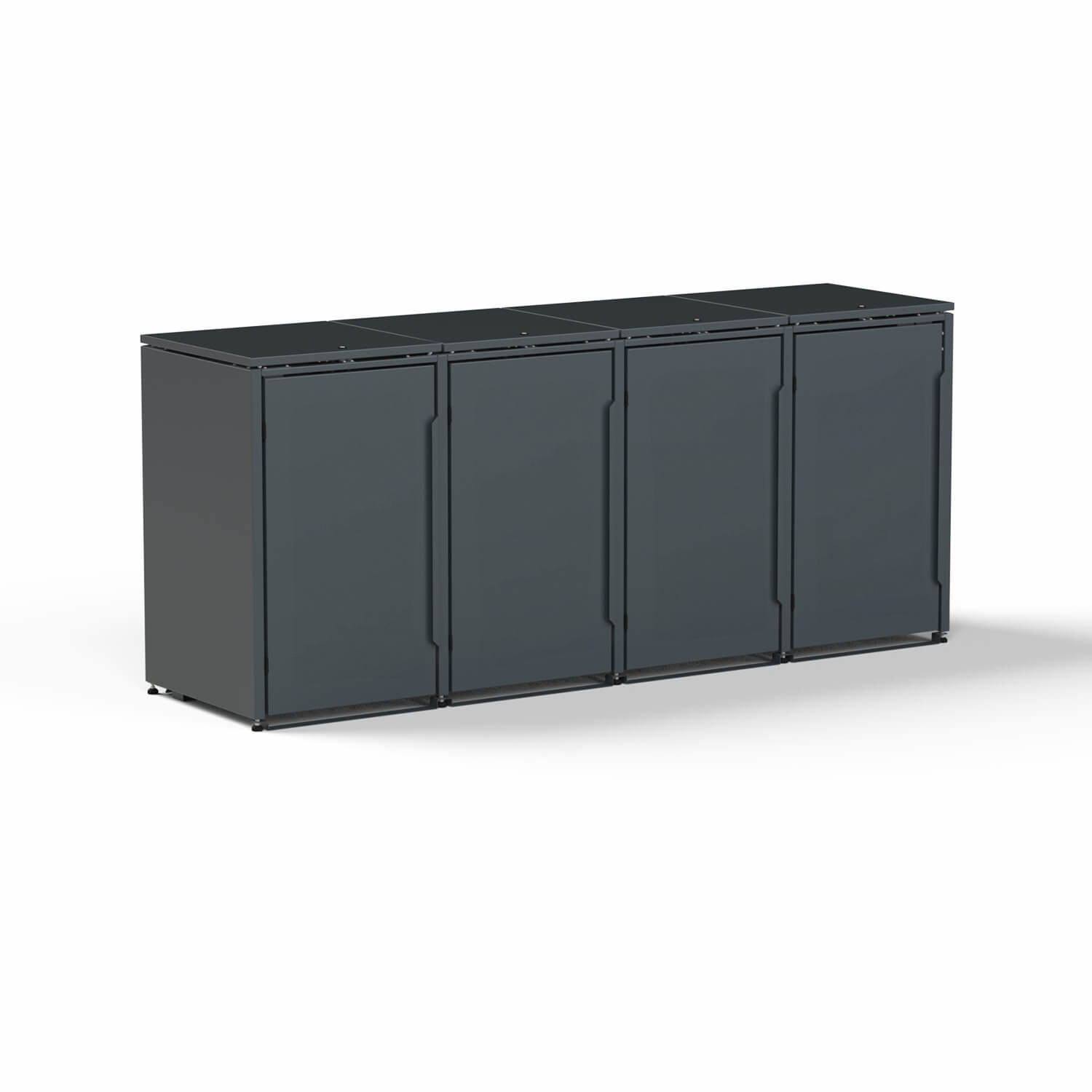 Mülltonnenbox-Metall 4er Anthrazit (RAL7016) ohne Türlöcher