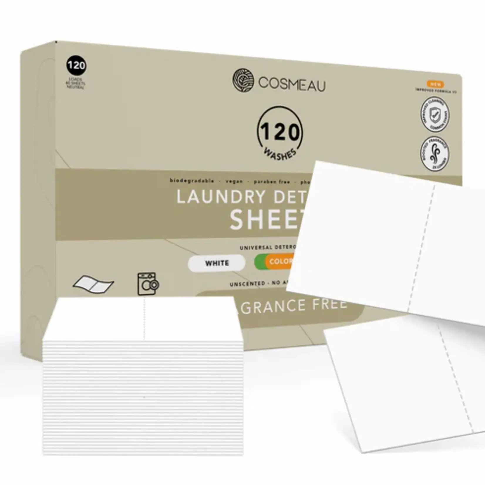 Cosmeau Cosmeau - Laundry Detergent Sheets 120 Washes - Fragrance Free