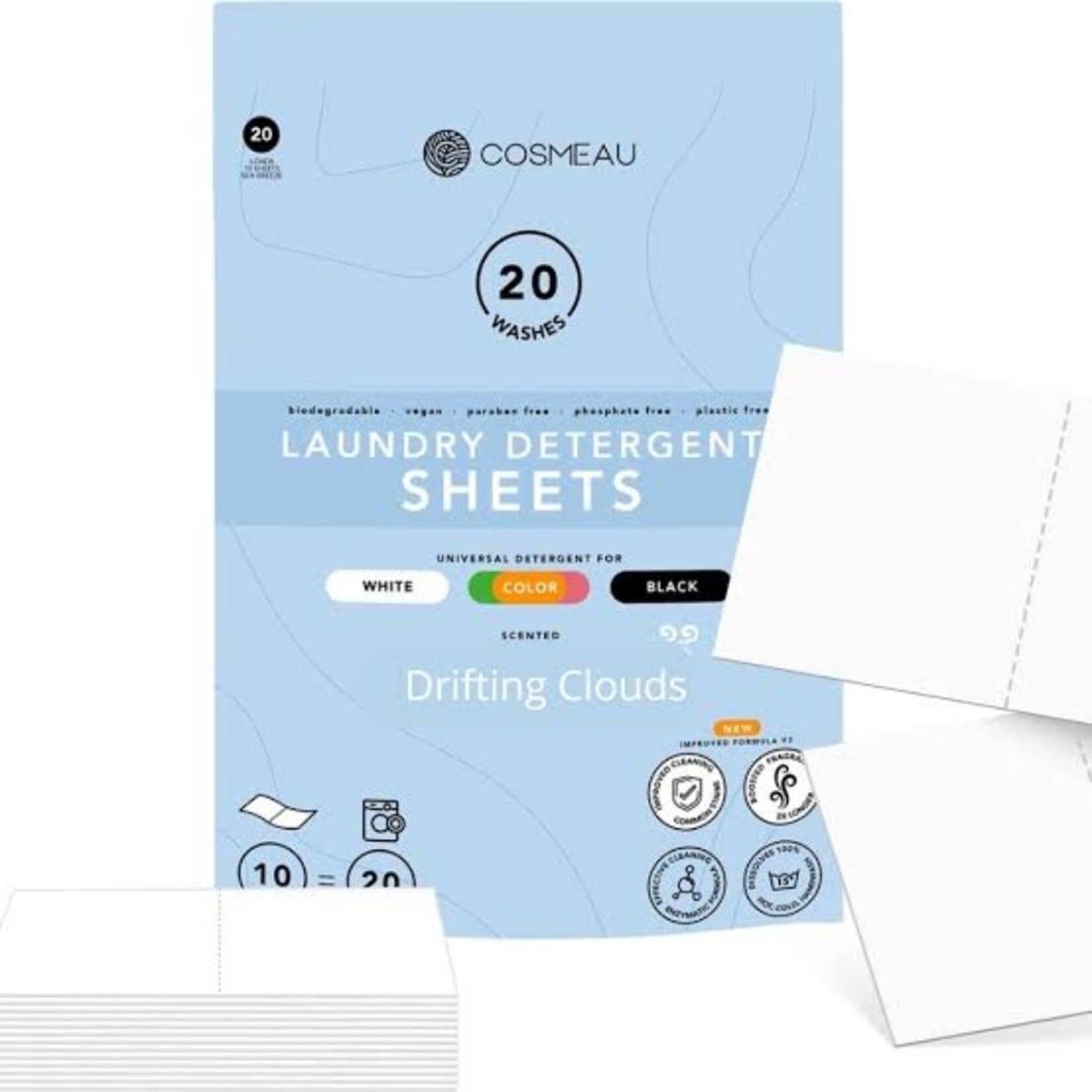 Cosmeau Cosmeau - Laundry Detergent Sheets 20 Washes - Clouds