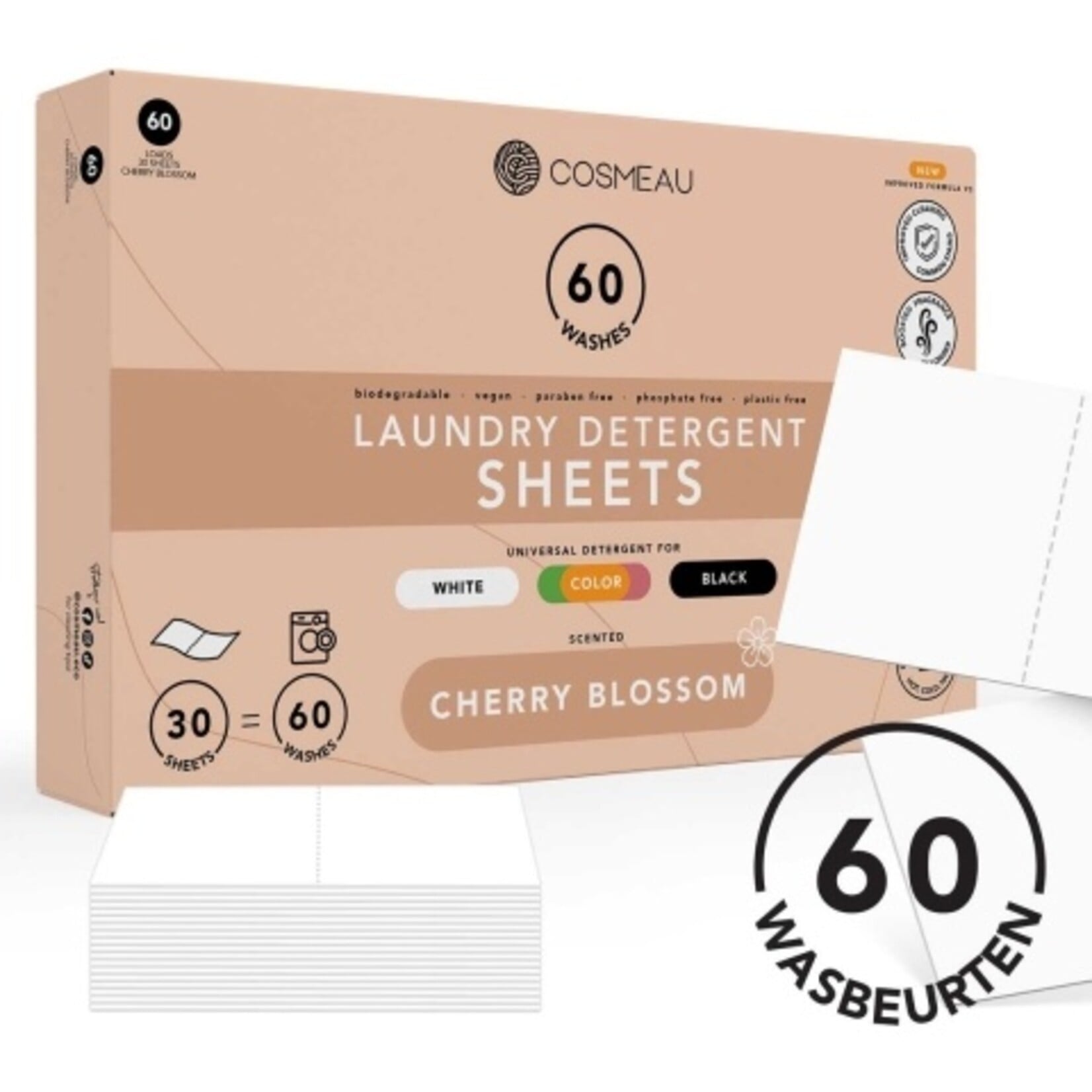 Cosmeau Cosmeau -Laundry Detergent Sheets 60 Washes - Cherry Blossom