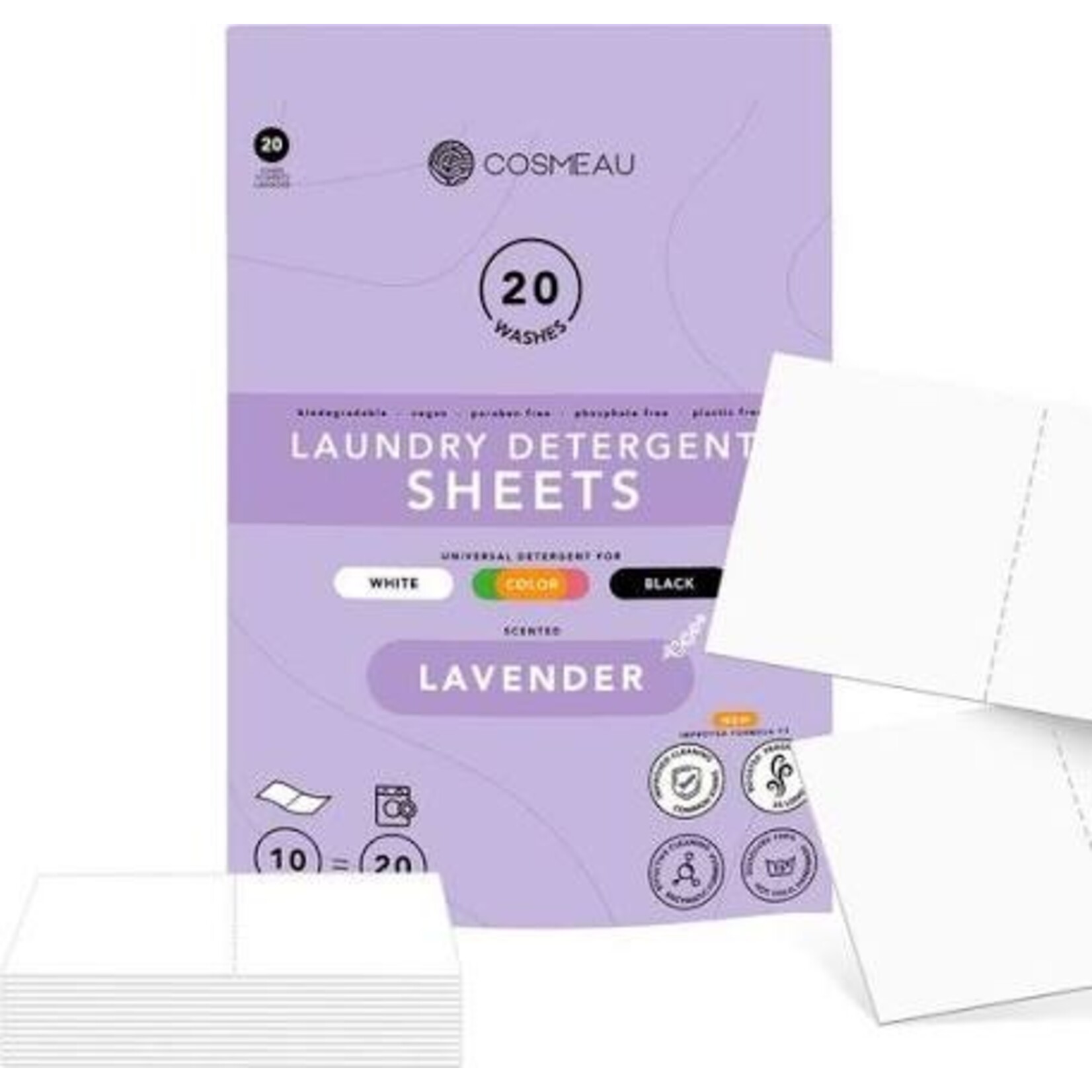 Cosmeau Cosmeau - Laundry Detergent Sheets 20 Washes - Lavender