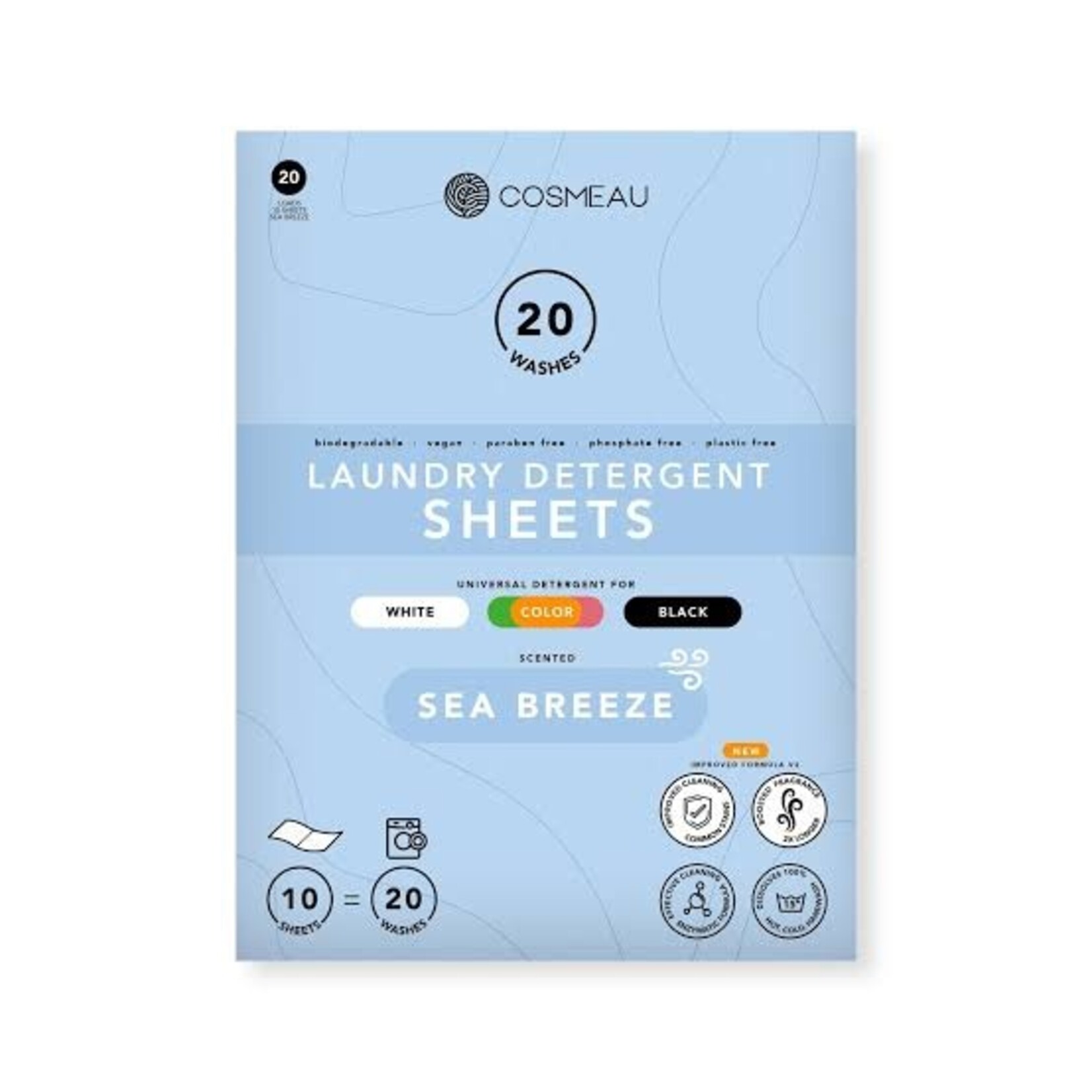 Cosmeau Cosmeau - Laundry Detergent Sheets 20 Washes - Sea Breeze