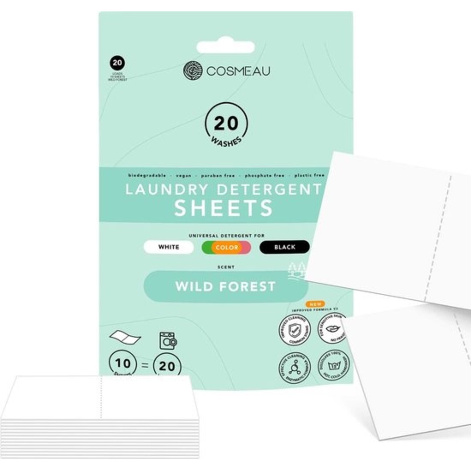 Cosmeau Cosmeau - Laundry Detergent Sheets 20 Washes - Wild Forest