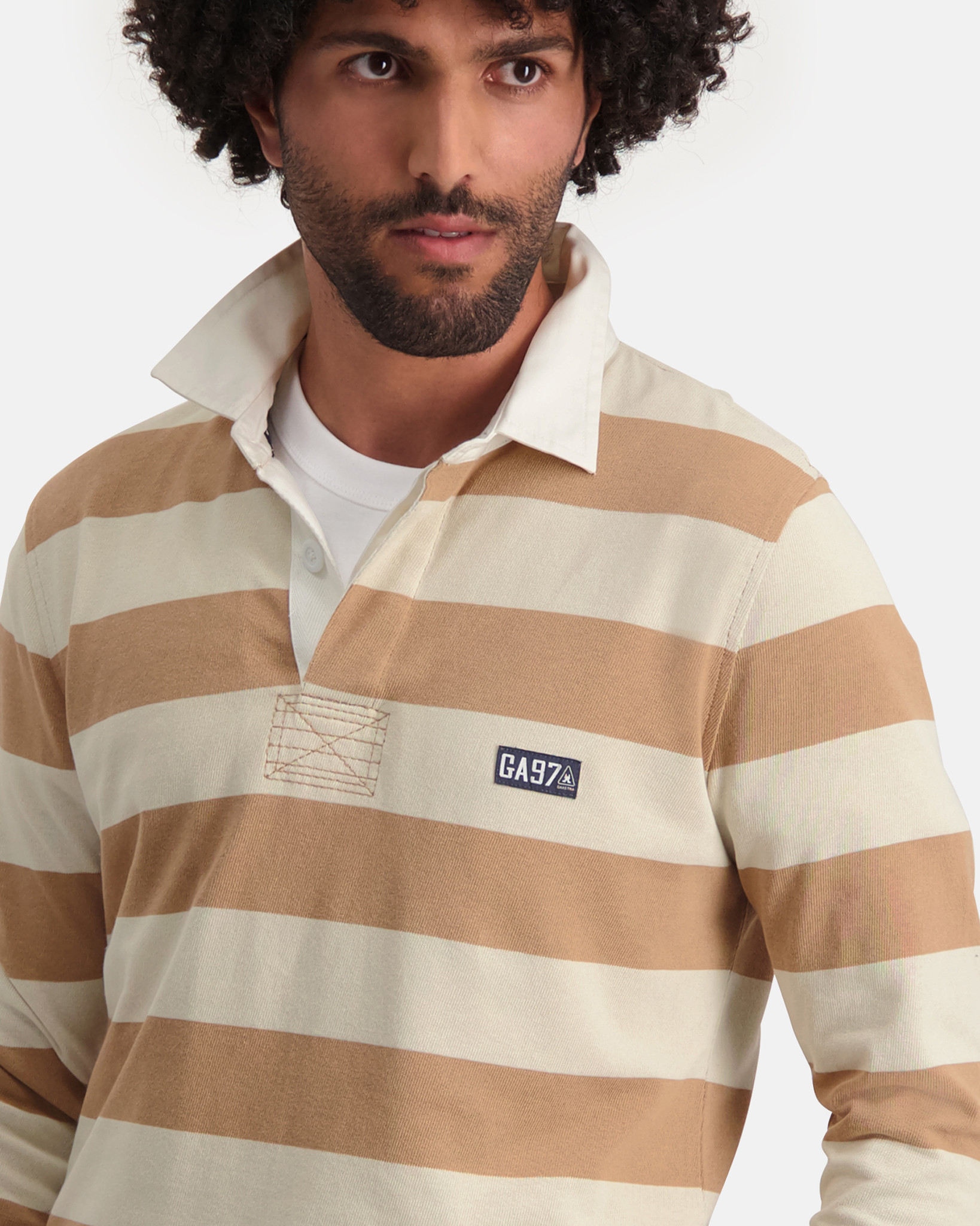 Block Striped cotton Rugby Soap Shirt Pelican