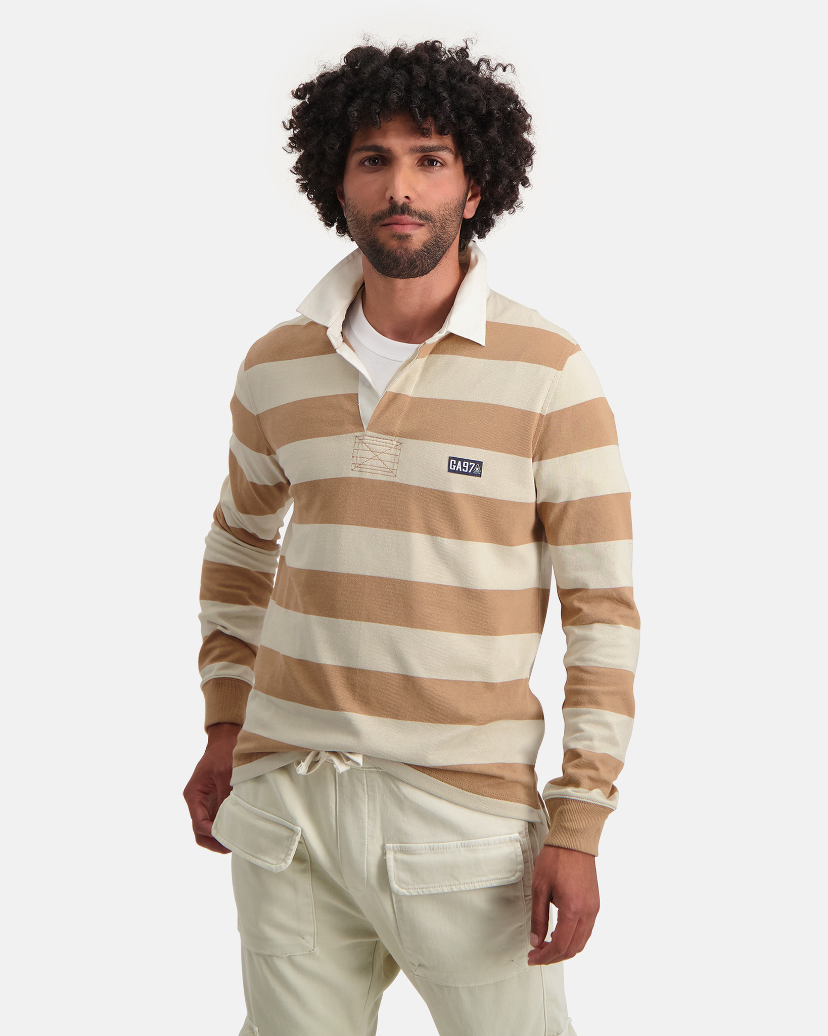 Block Striped cotton Rugby Soap Shirt Pelican