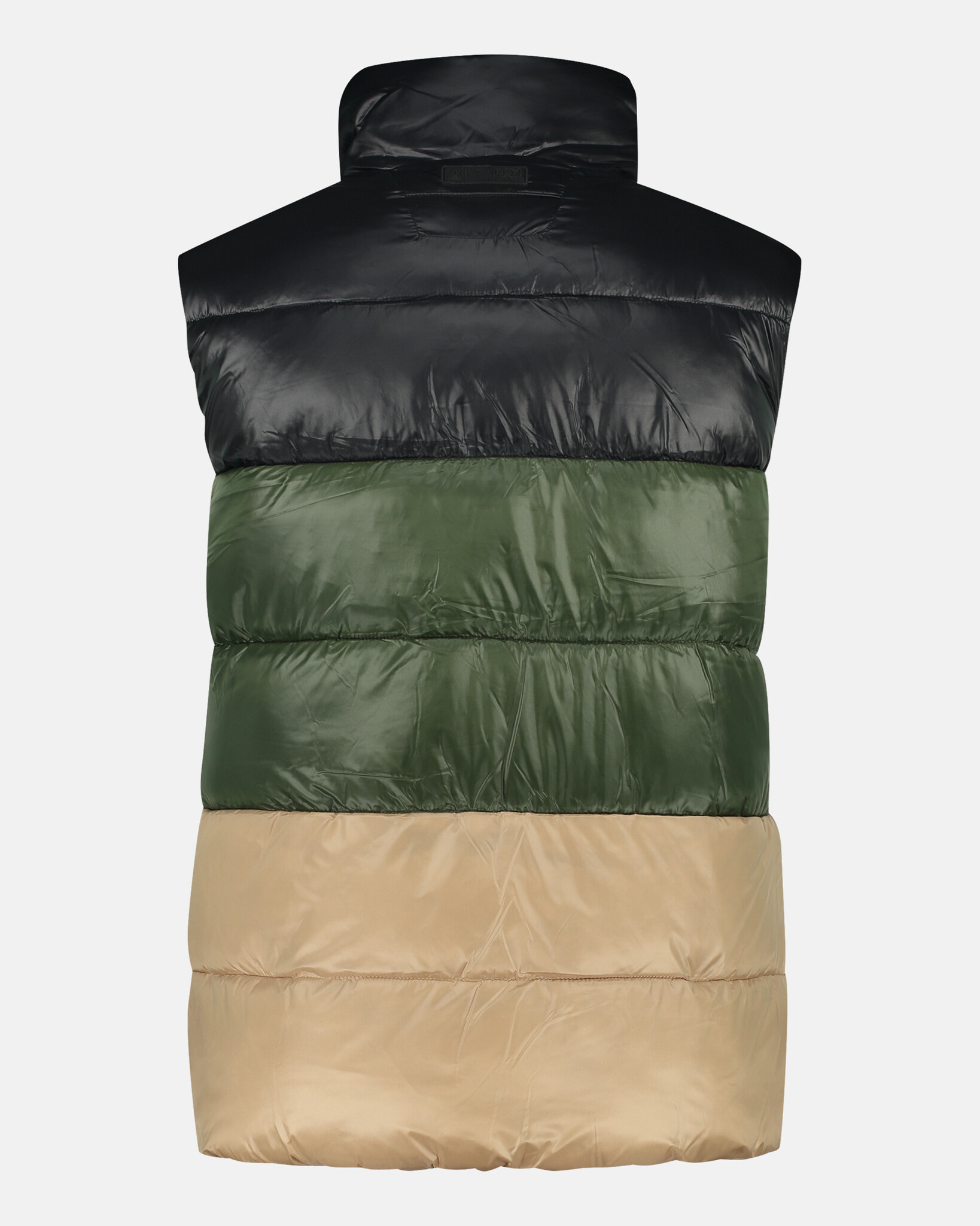 Waterafstotende colorblock puffer bodywarmer van 100% duurzaam materiaal en REPREVE® vulling