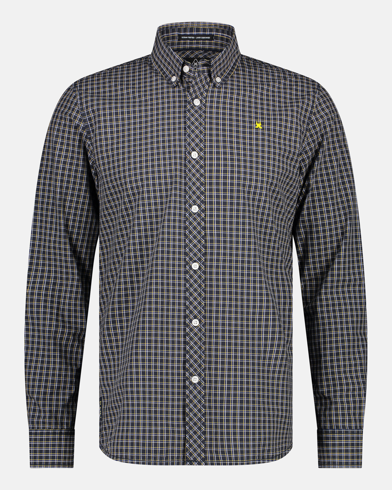 Regular fit geruit overhemd van katoen met button-down kraag en logo op de borst