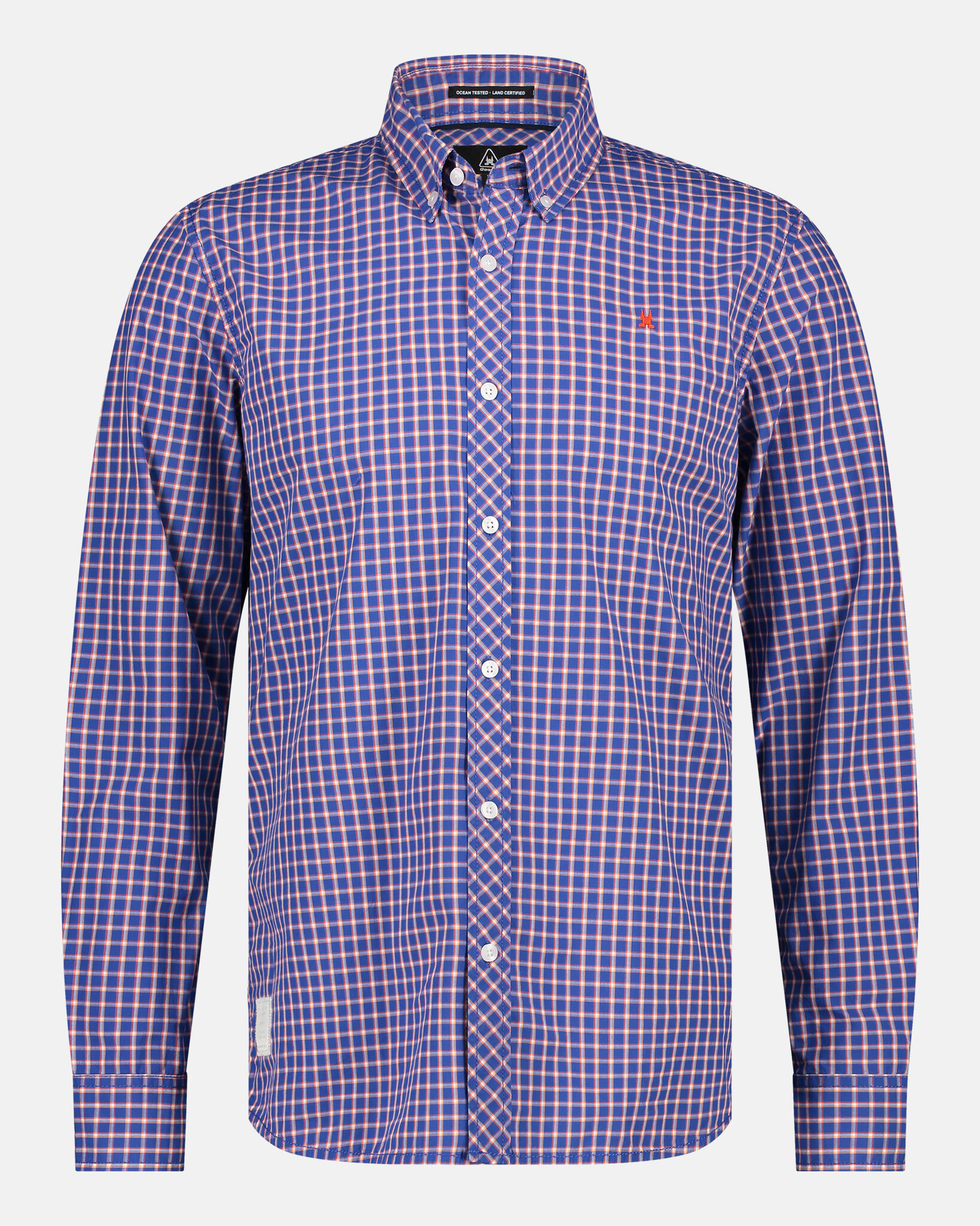 Regular fit geruit overhemd van katoen met button-down kraag en logo op de borst