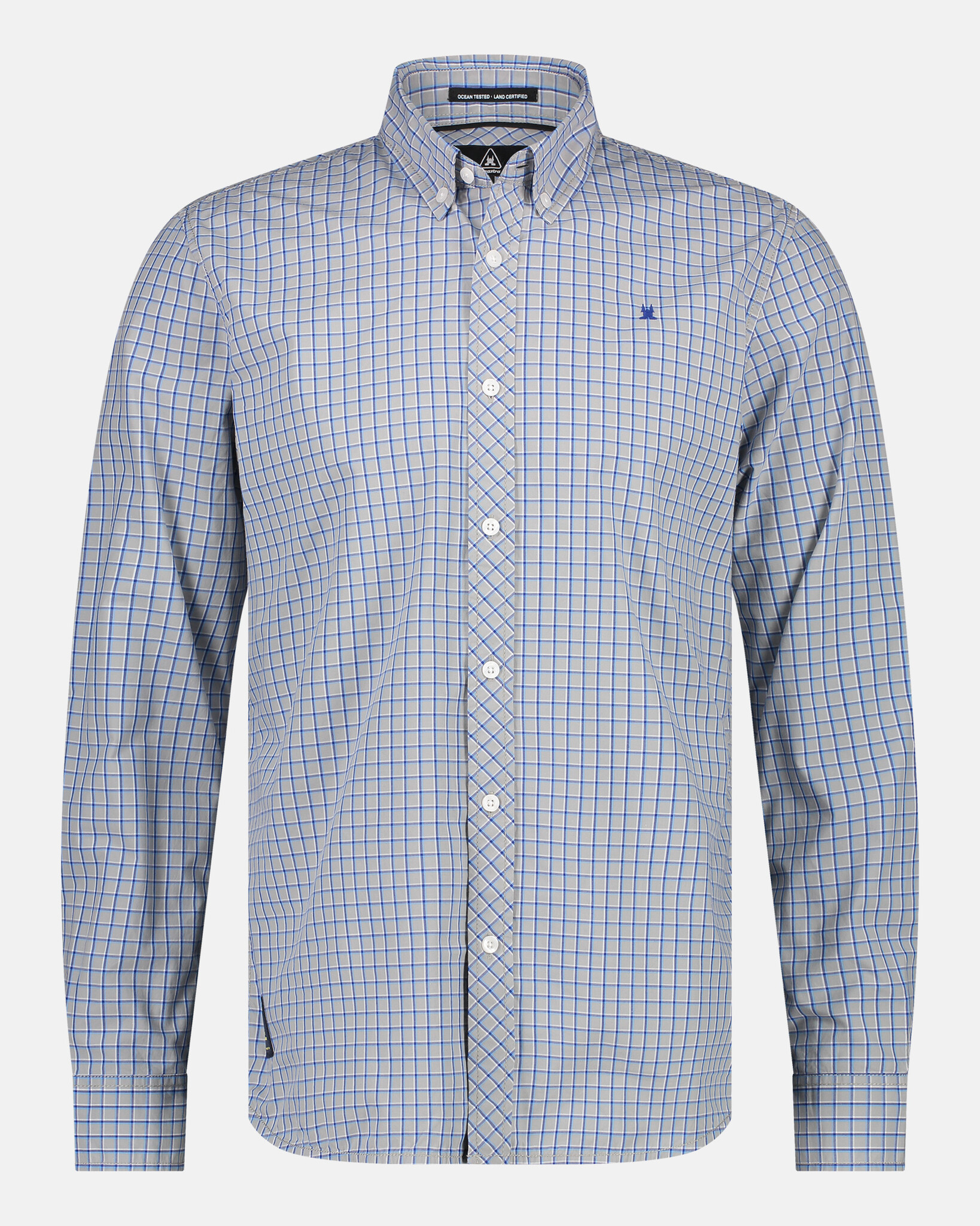 Regular fit geruit overhemd van katoen met button-down kraag en logo op de borst