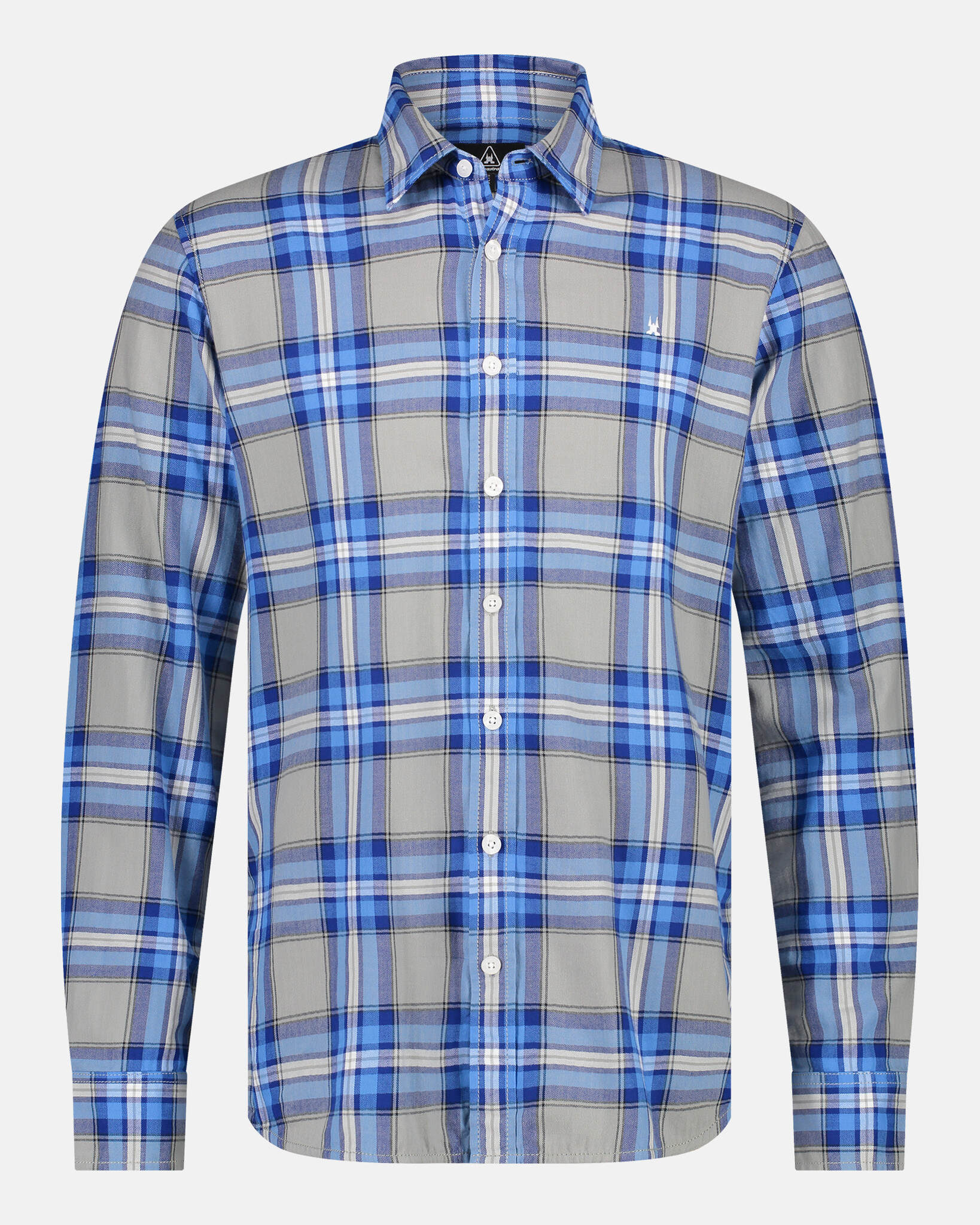 Mens Regular fit 100% cotton herringbone, yarn dyed check shirt with two chest pockets and bias cut yoke