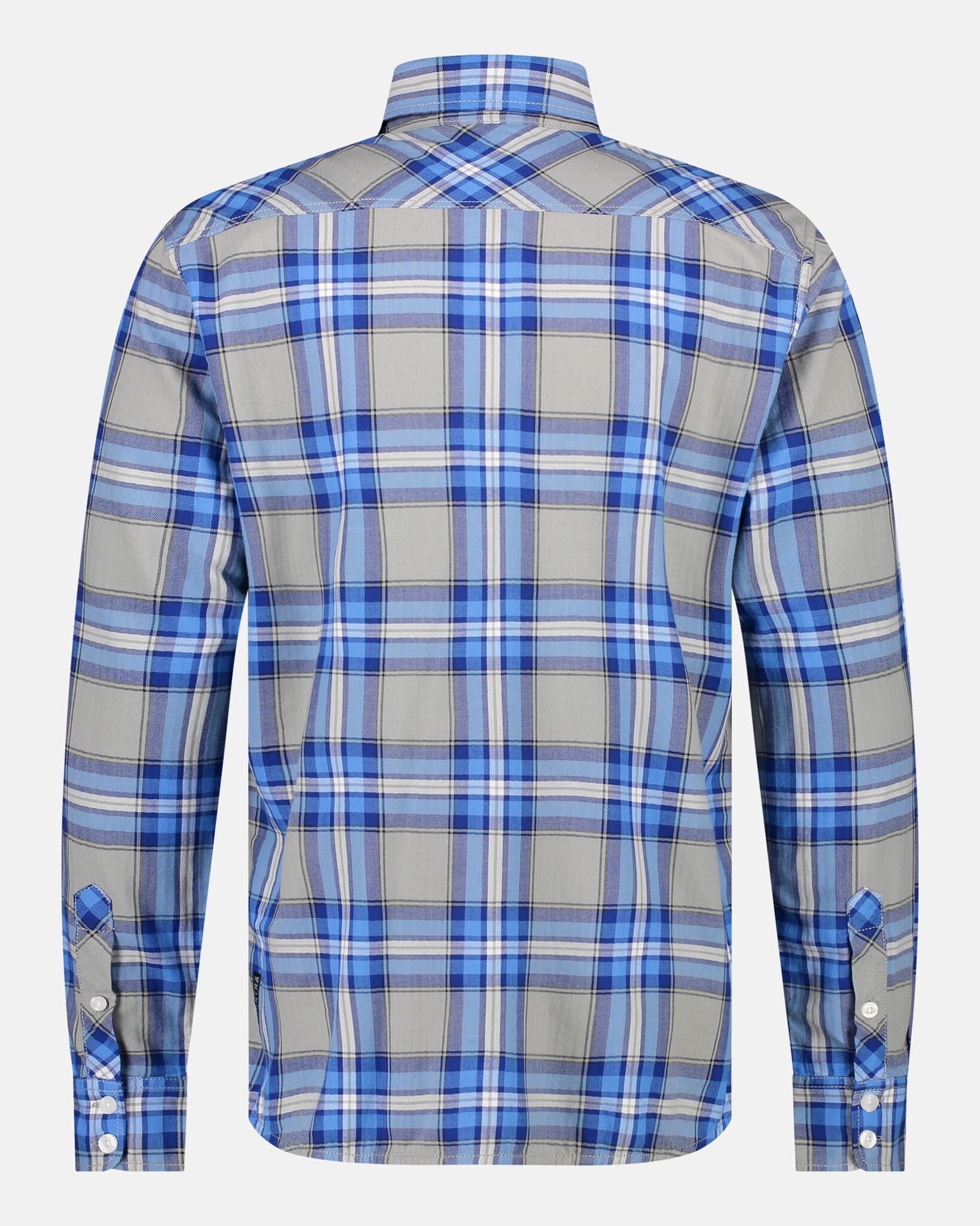 Mens Regular fit 100% cotton herringbone, yarn dyed check shirt with two chest pockets and bias cut yoke