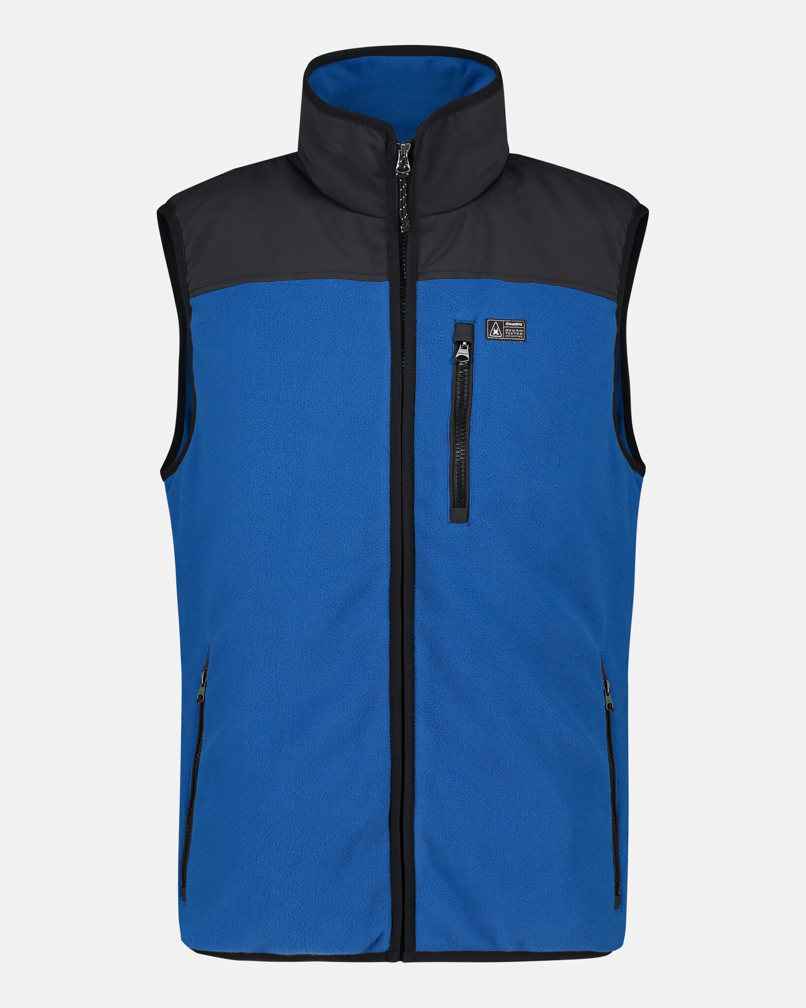 Fleece bodywarmer with padded and lined front panel made from 100% recycled polyester