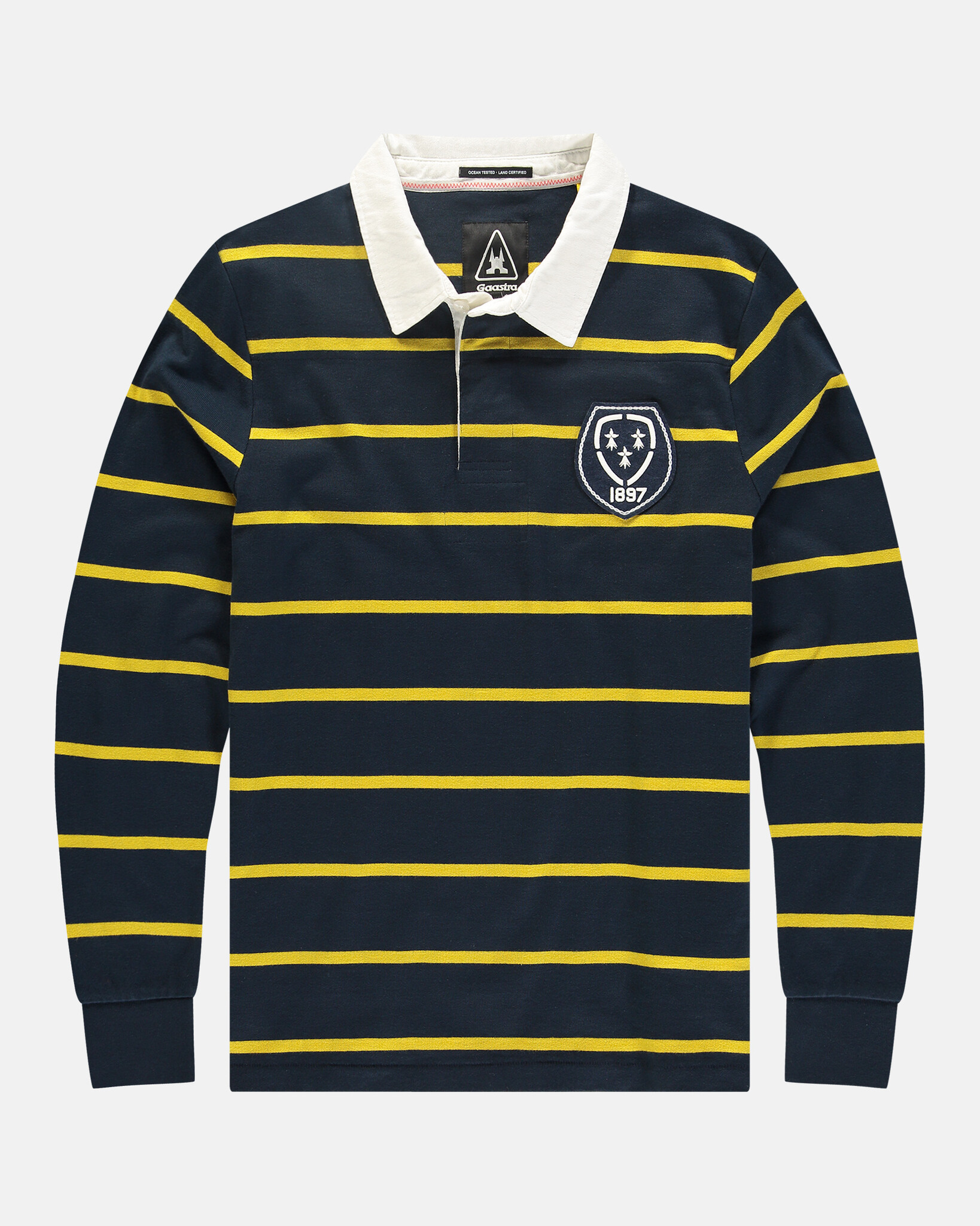 Gestreiftes Rugby-Polo mit Retro-Markenemblem