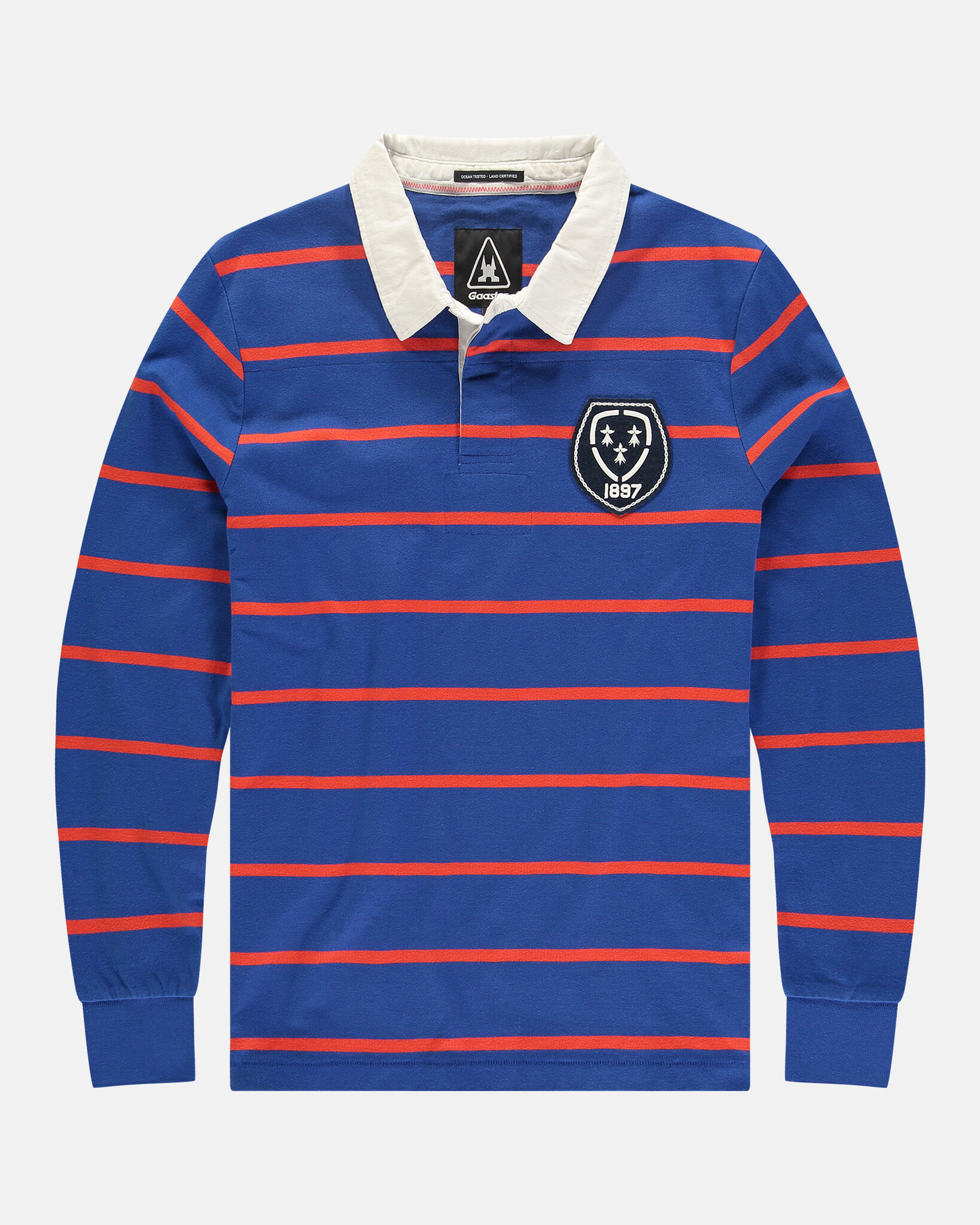 Gestreepte rugby polo met retro merkembleem