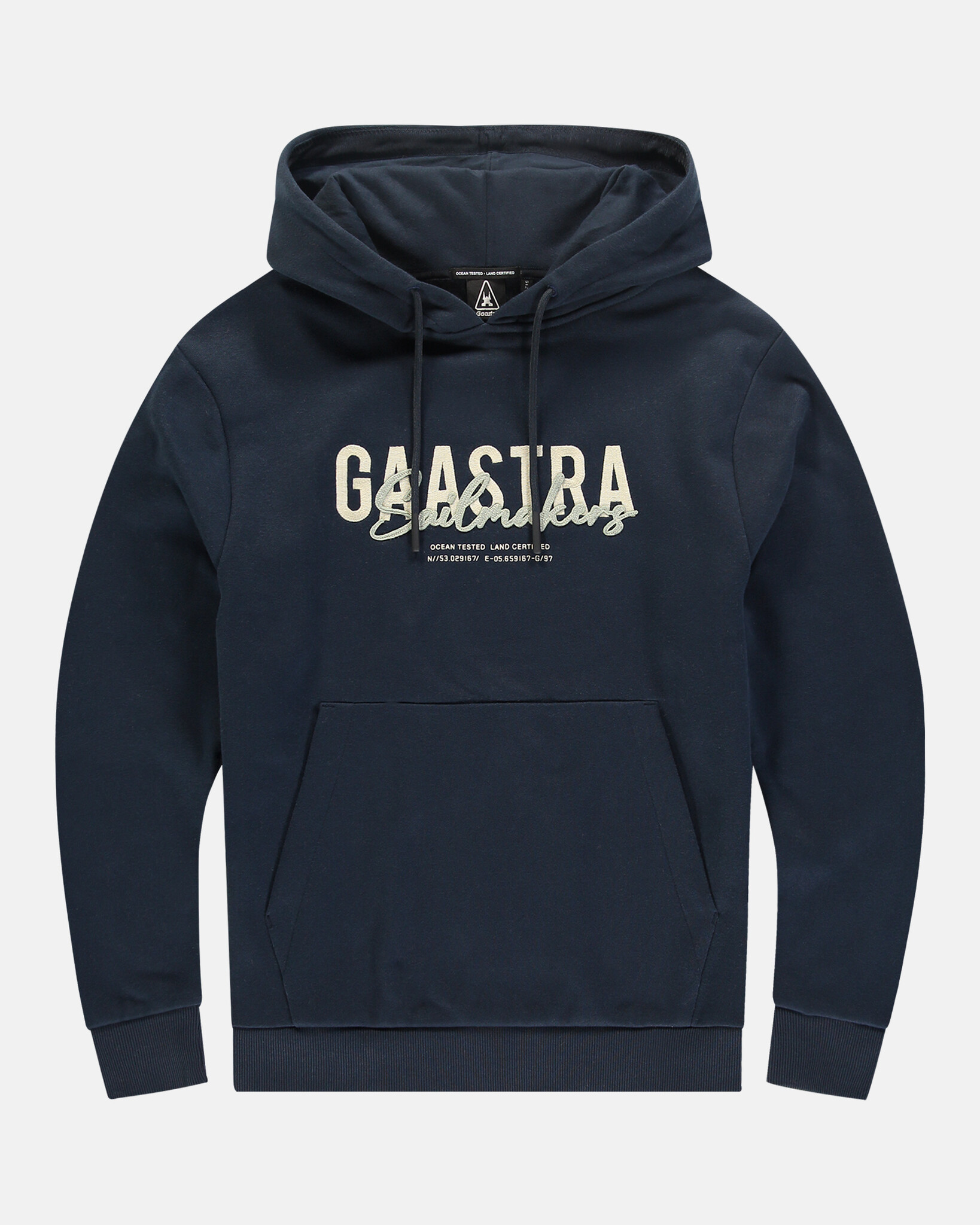 Hooded sweater with embroidered Gaastra logo and Sailmaker patch work