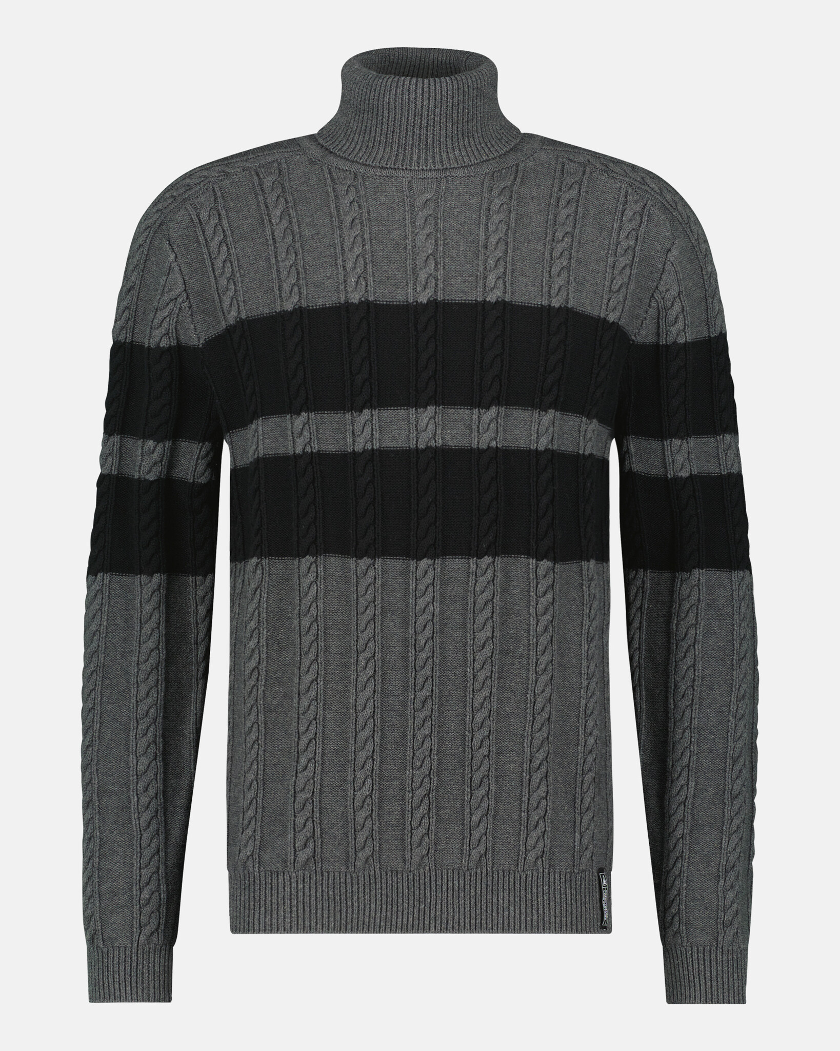 Rolled-Neck Pullover Sweater in Stripe