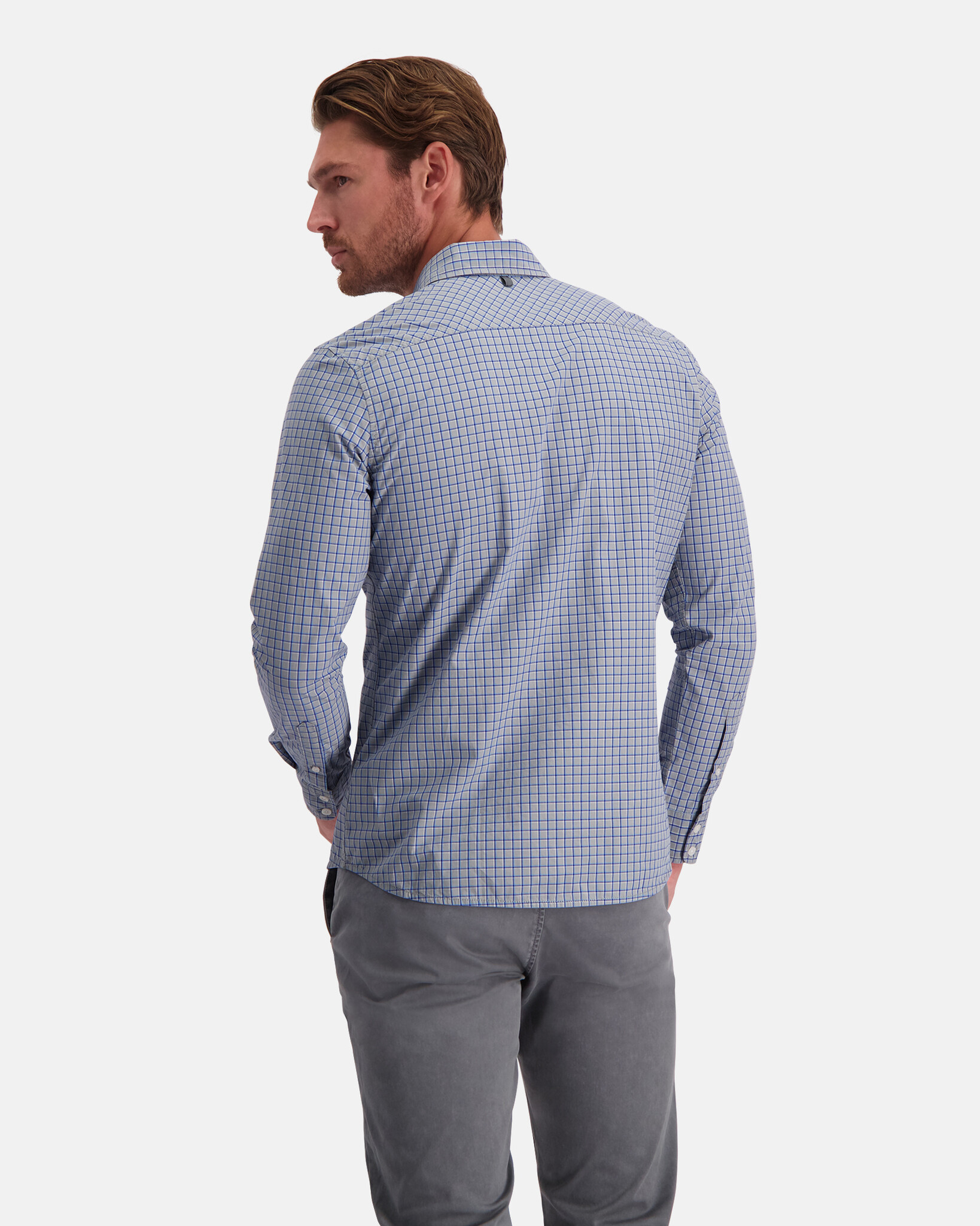 Regular fit geruit overhemd van katoen met button-down kraag en logo op de borst