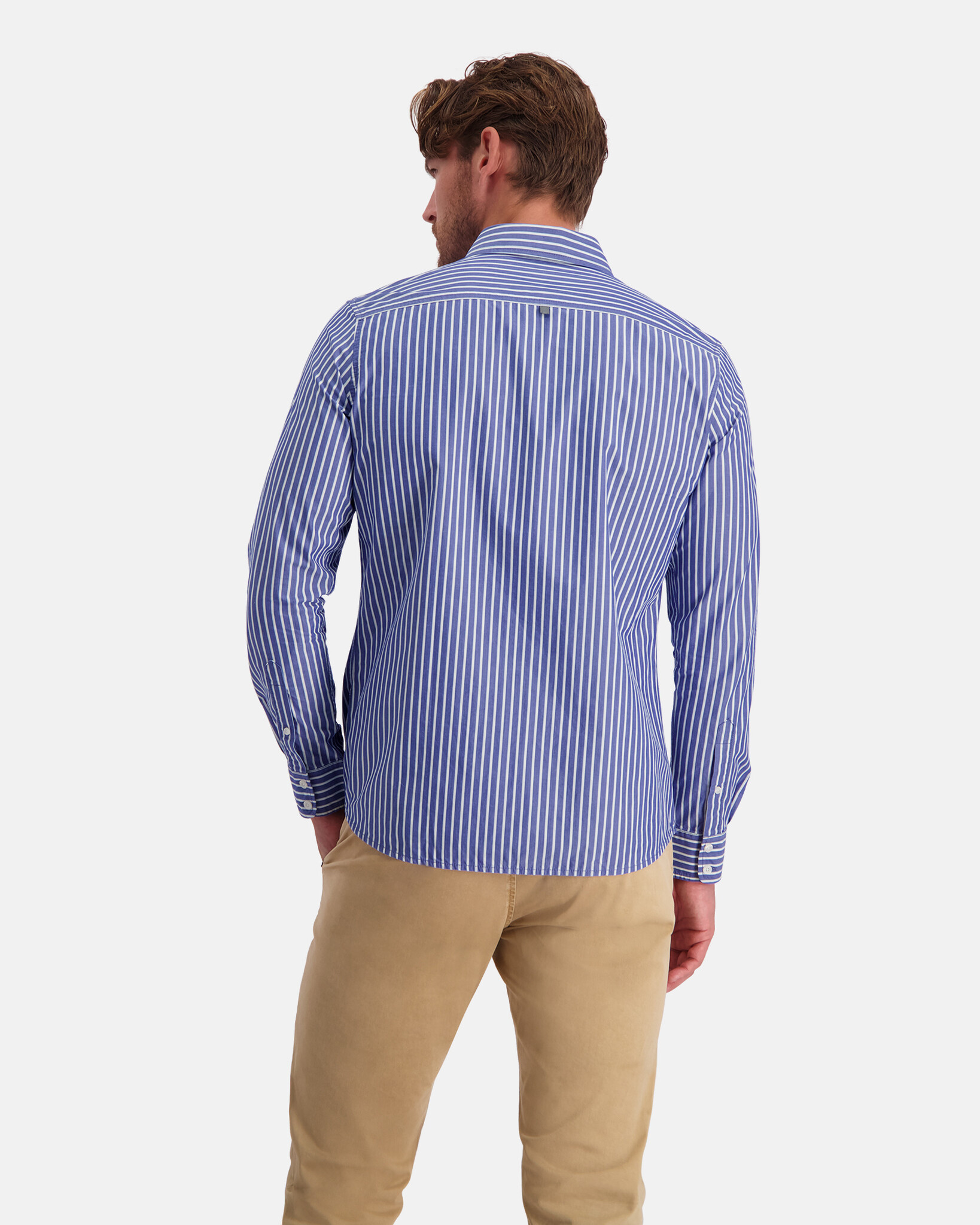 Chemise rayée coupe classique avec col boutonné et logo brodé ton sur ton