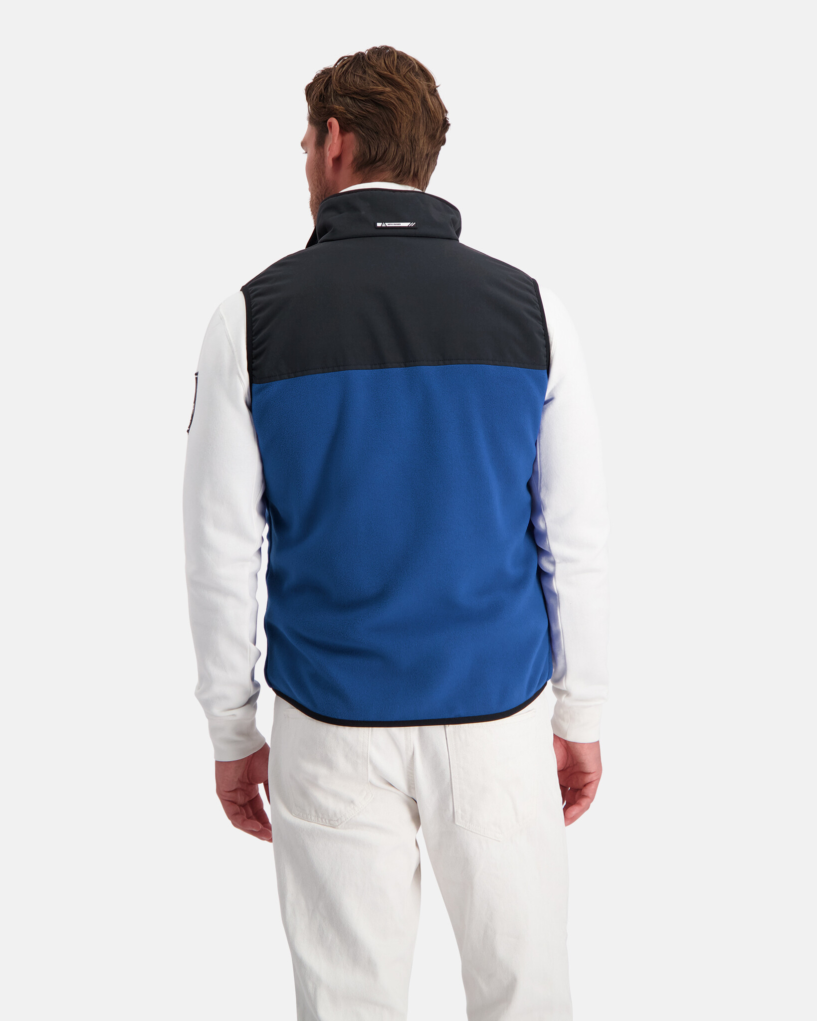 Fleece bodywarmer with padded and lined front panel made from 100% recycled polyester