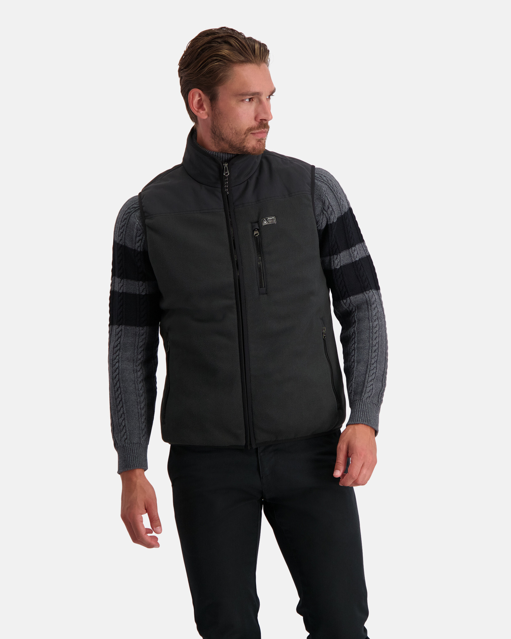 Winddichte fleece bodywarmer gewatteerd met 100% gerecycled polyester