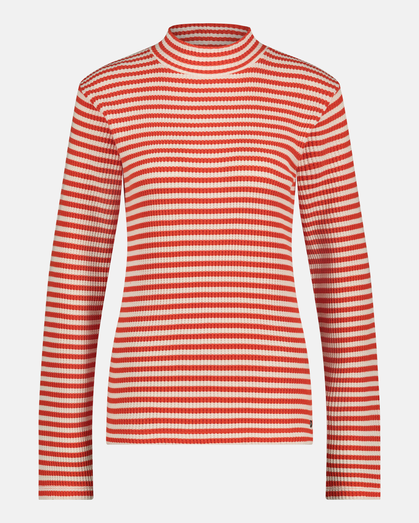 Slim fit turtle neck long sleeve made from yarn dyed stripped waffle fabric