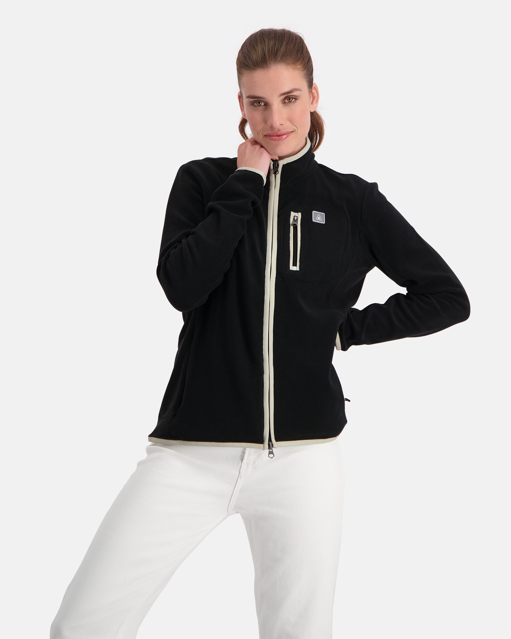 Lycra fleece jacket met atrwork op de rug