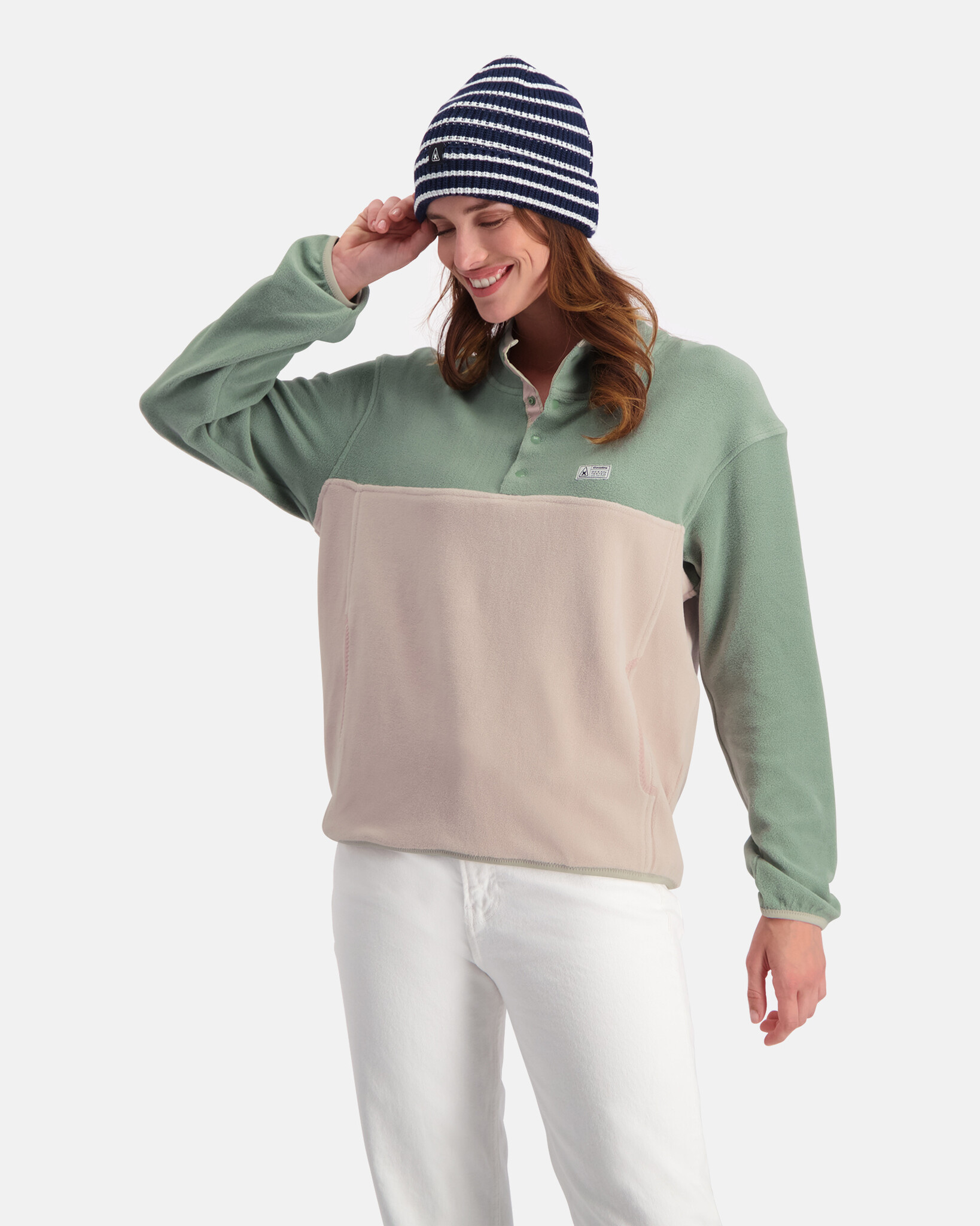 Colourblock lycra fleece with dropped shoulders