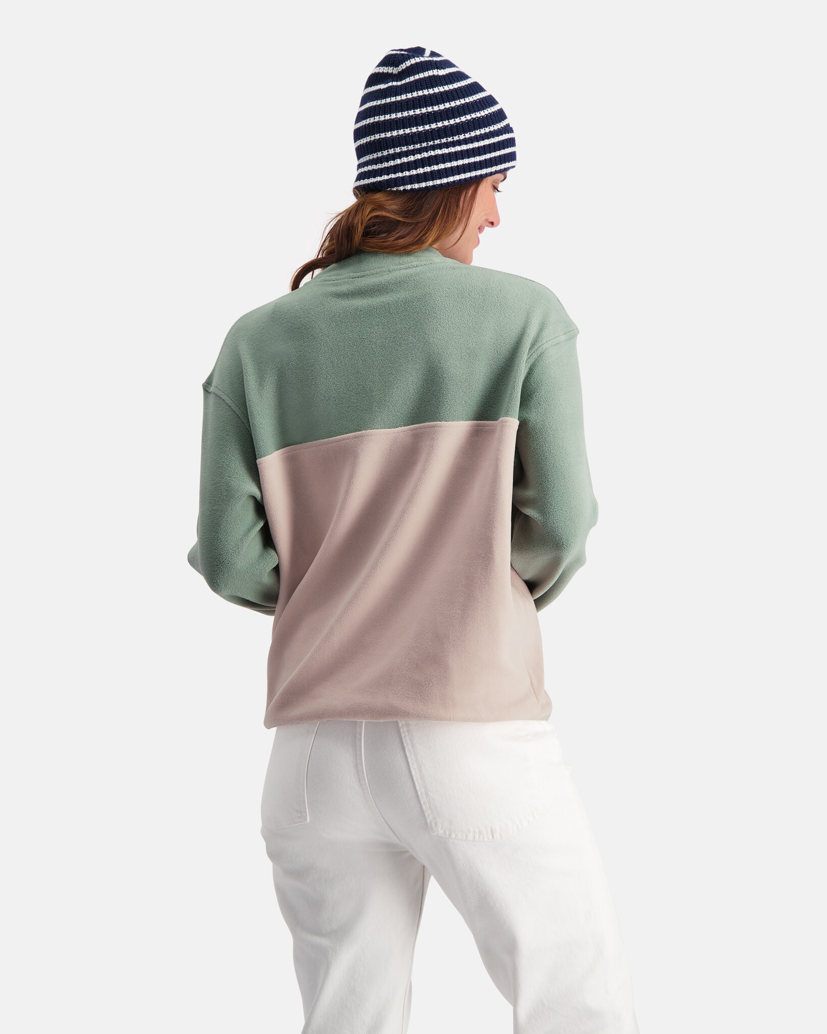 Colorblock lycra fleece met dropped shoulders