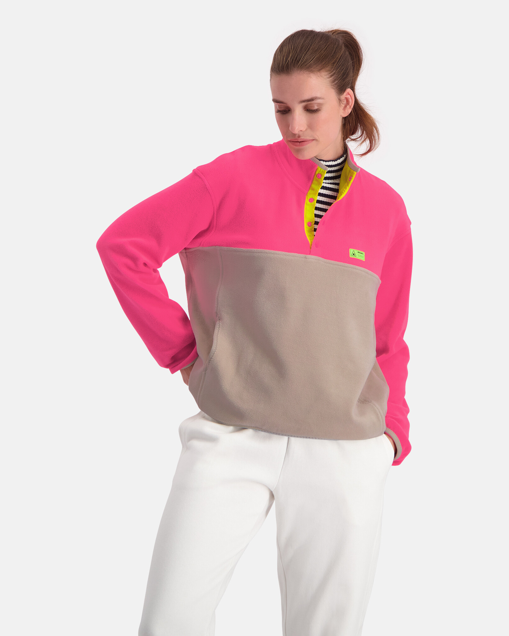 Colourblock lycra fleece with dropped shoulders