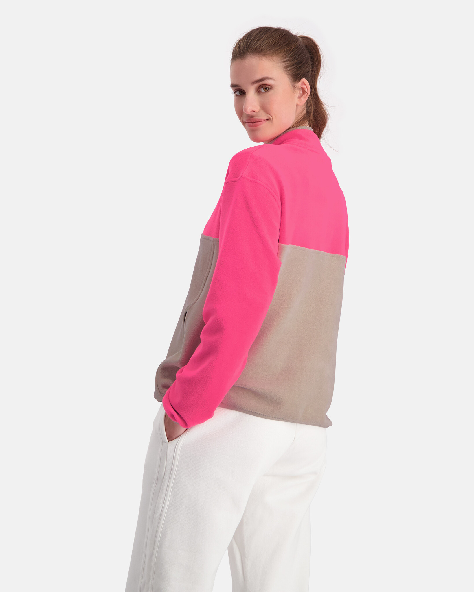 Colorblock-Lycra-Fleece mit überschnittenen Schultern