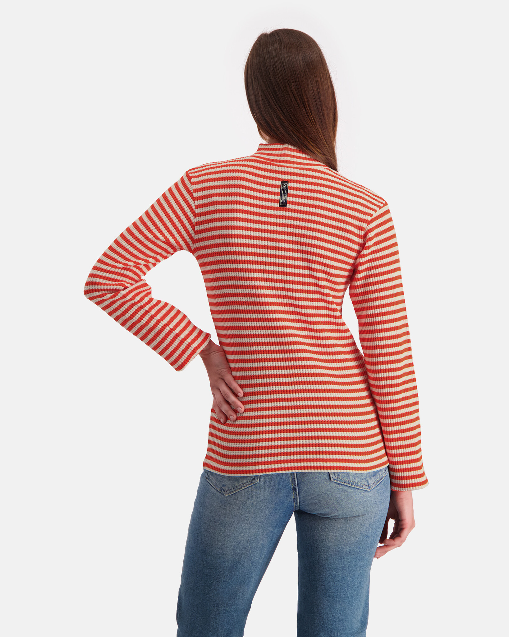 Slim fit turtle neck long sleeve made from yarn dyed stripped waffle fabric