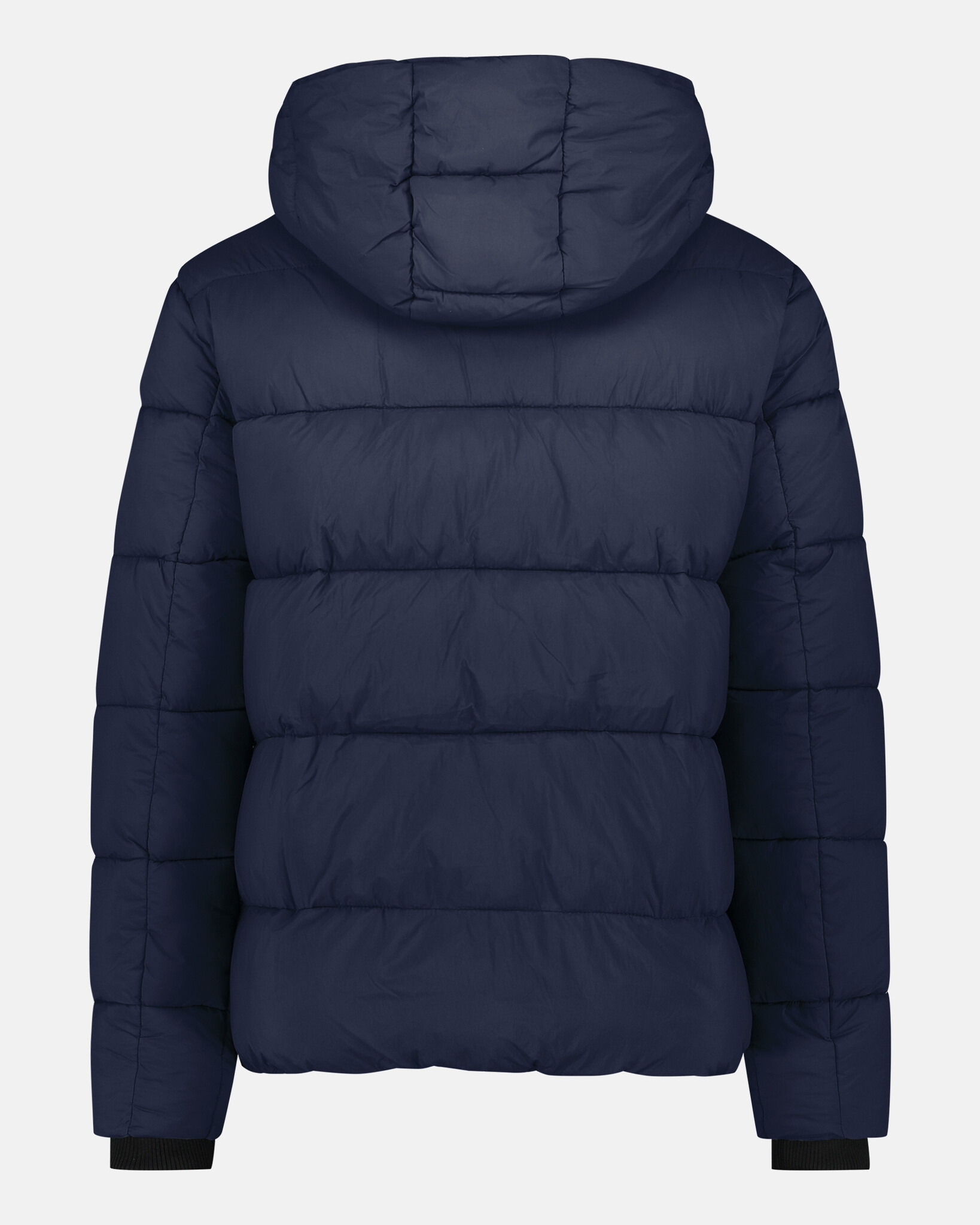 Water repellent puffer jacket with detachable hood made from 100% recycled fabric and REPREVE®  filling