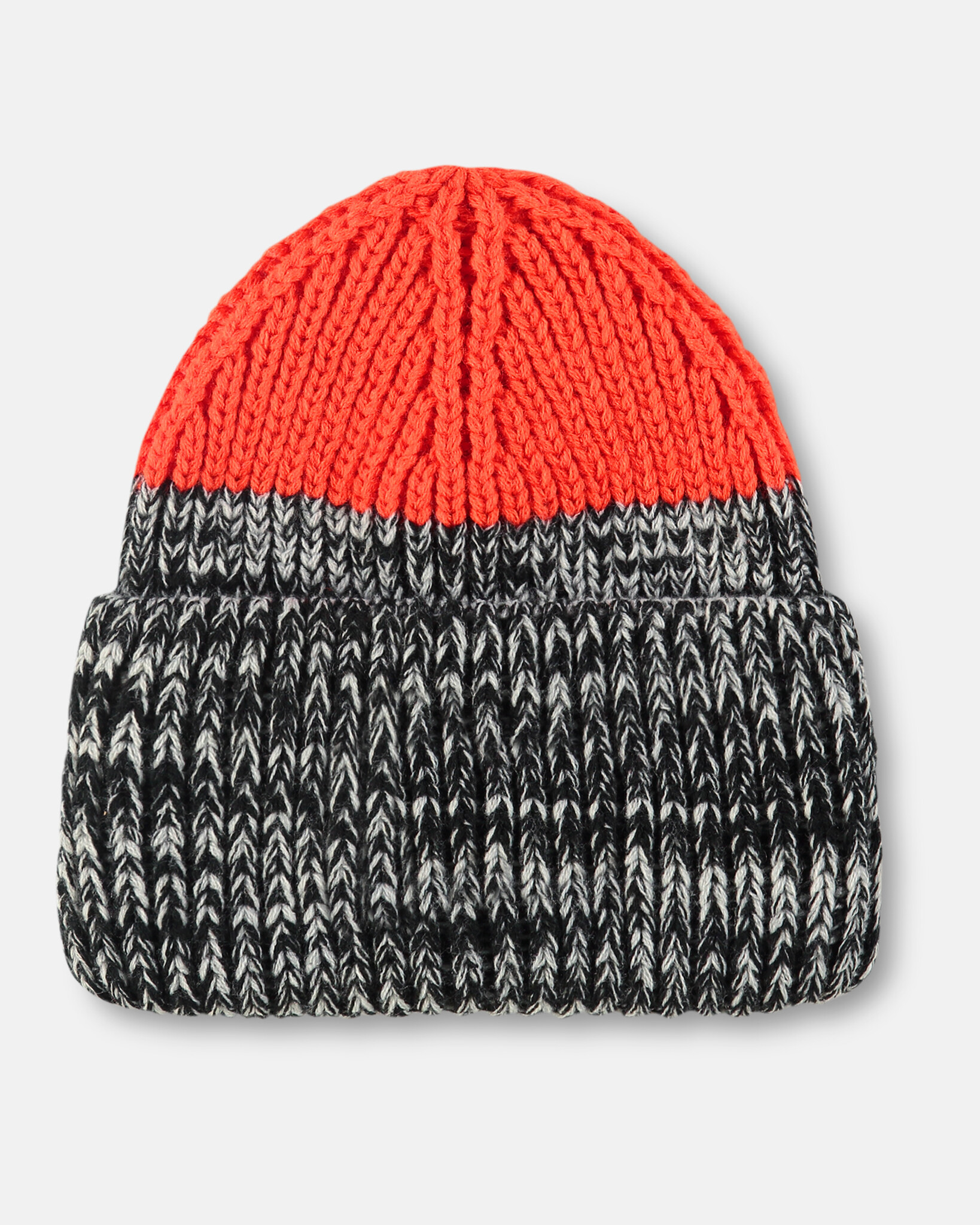 Zwaar gebreide 2-tone beanie gemaakt van duurzame Polylana® vezelmix en logo