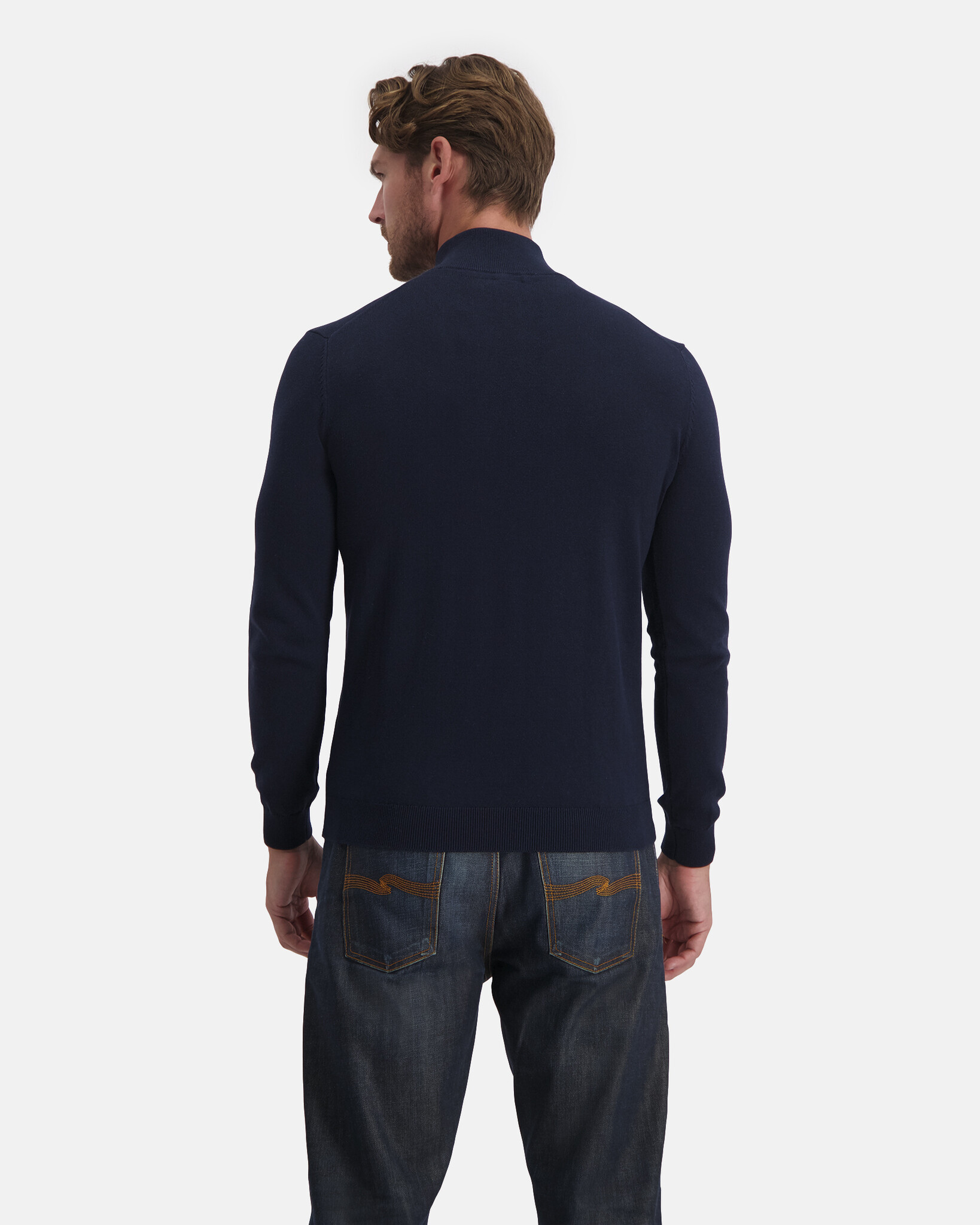 Half zip pullover van luxe zijde-katoenmix met trademark logo borduur