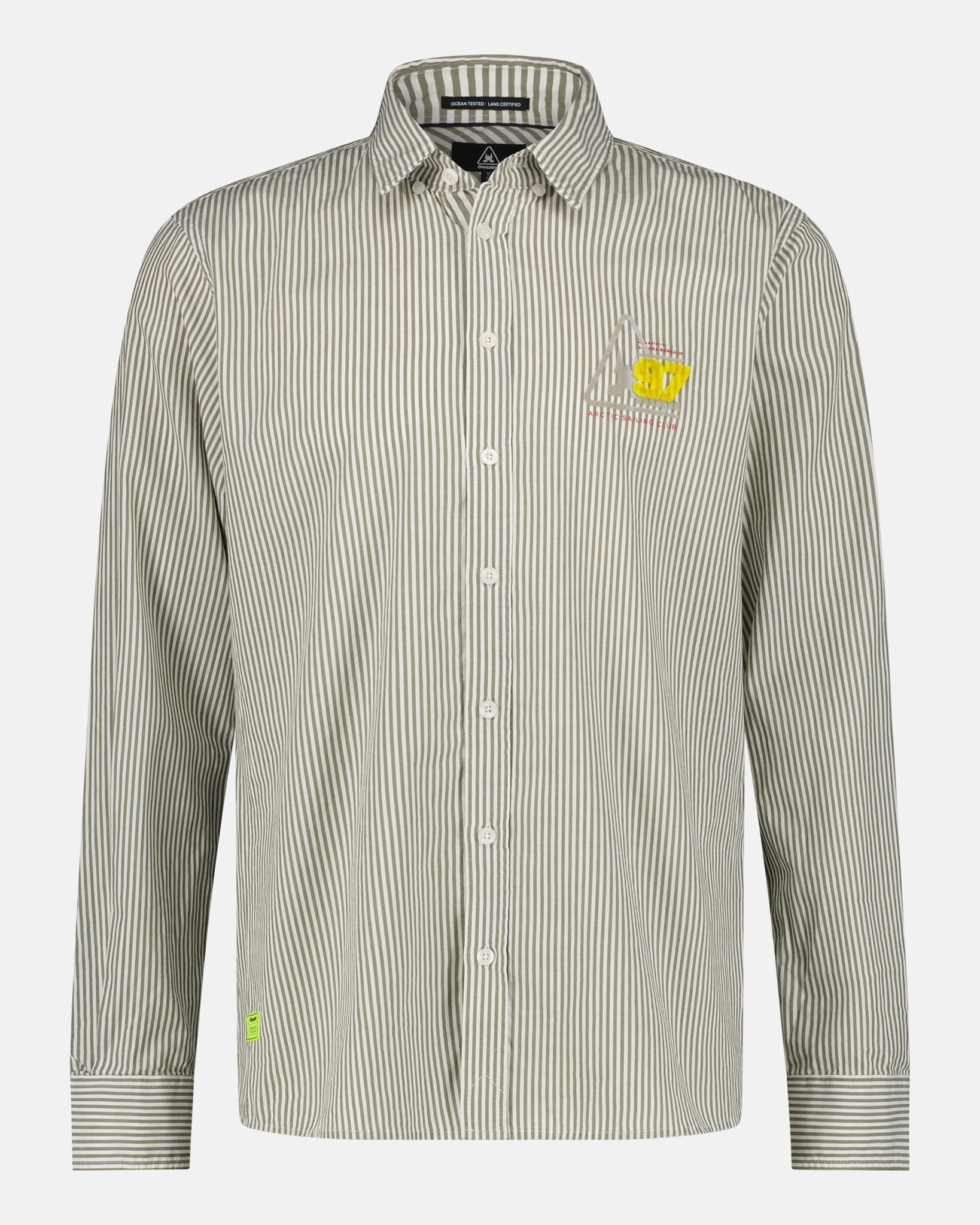 Regular fit 100% cotton, stripe shirt with textured artwork