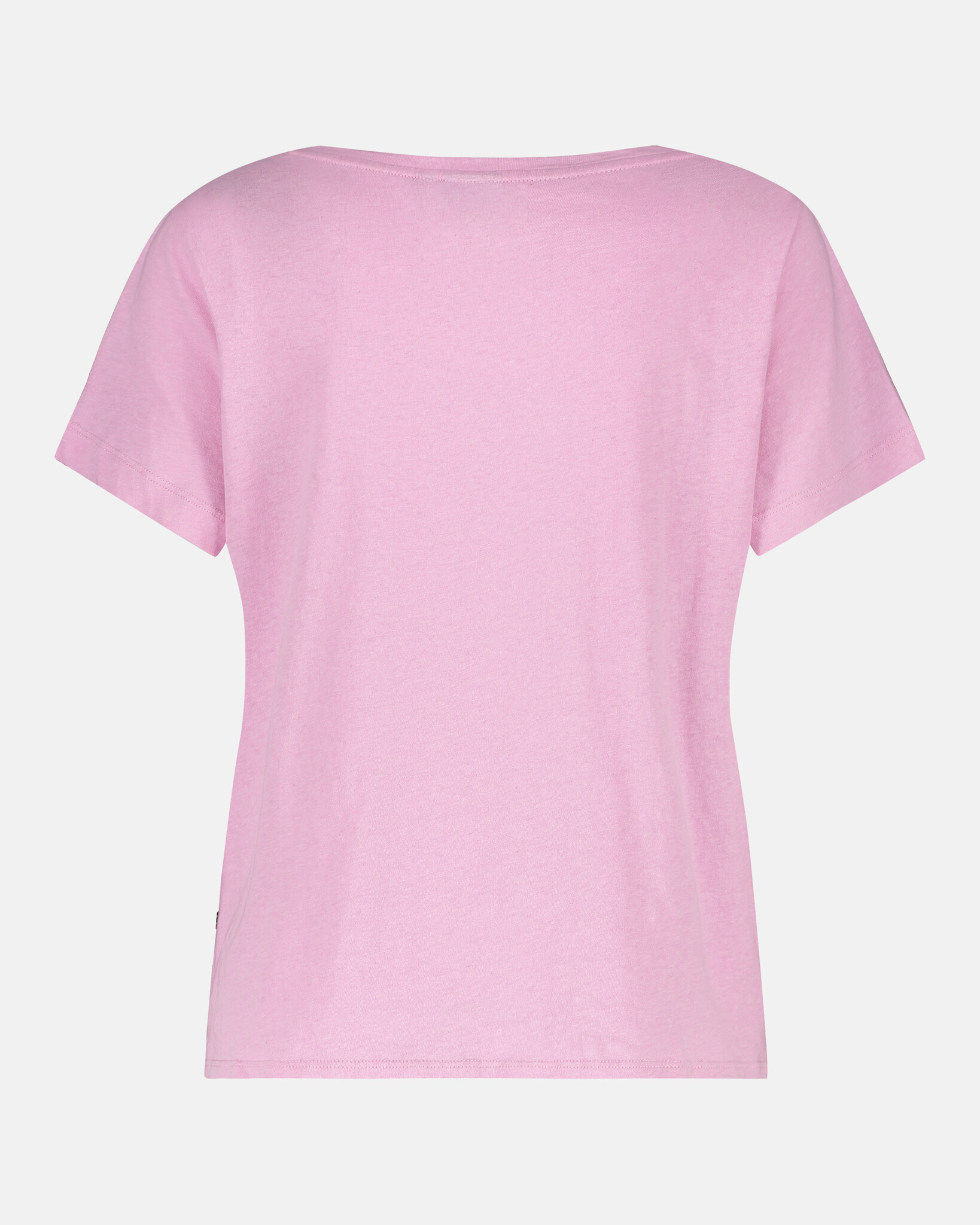 Casual V-Neck T-Shirt with Subtle Branding & Cotton-Linen Blend