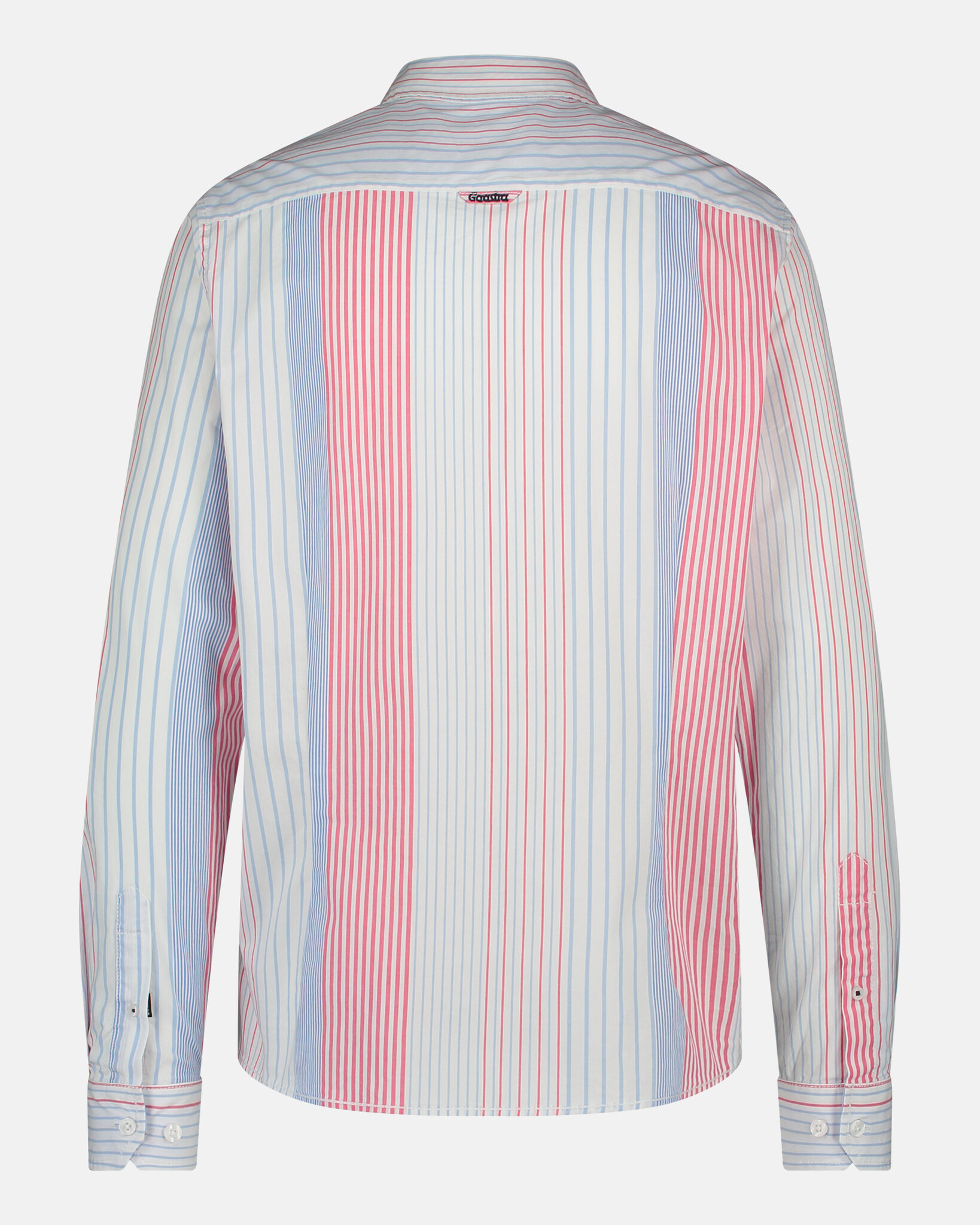 Nino Casual Striped Cotton Shirt with Polo Collar and Embroidered Chest Detail