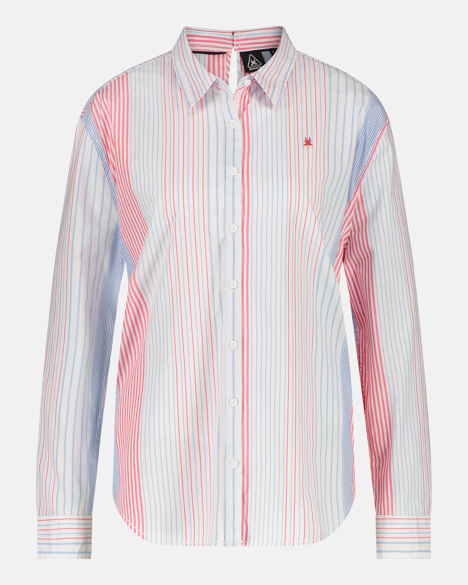 NINO Multi Striped Cotton Blouse with Feminine Back Button Detail