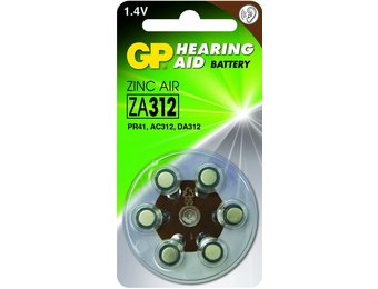 GP Hoorapparaat batterij ZA312, 6 stuks