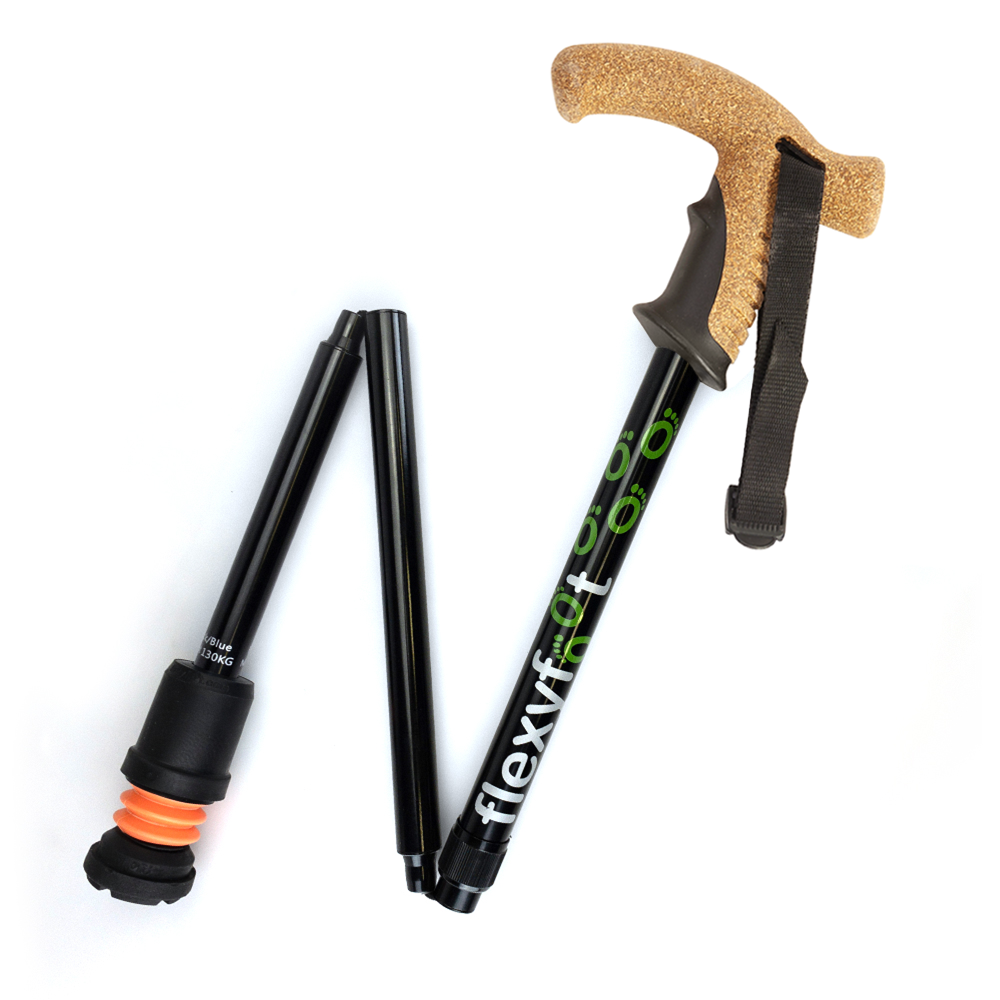 Flexyfoot wandelstok met kurken handvat - opvouwbaar