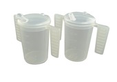 Drinkbeker met platte handgrepen en twee tuitdeksels