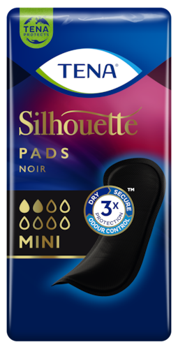 TENA Silhouette Noir Mini Pads | zwart incontinentieverband - 18 stuks