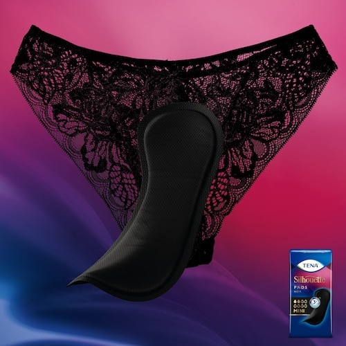 TENA Silhouette Noir Mini Pads | zwart incontinentieverband - 18 stuks