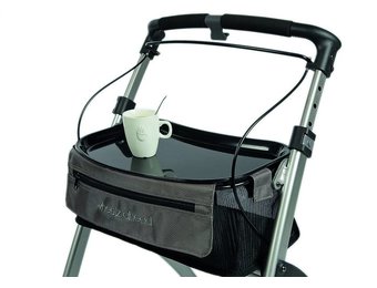 Dienblad zwart voor indoor rollator