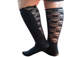 Xpandasox Effen met kanten panel